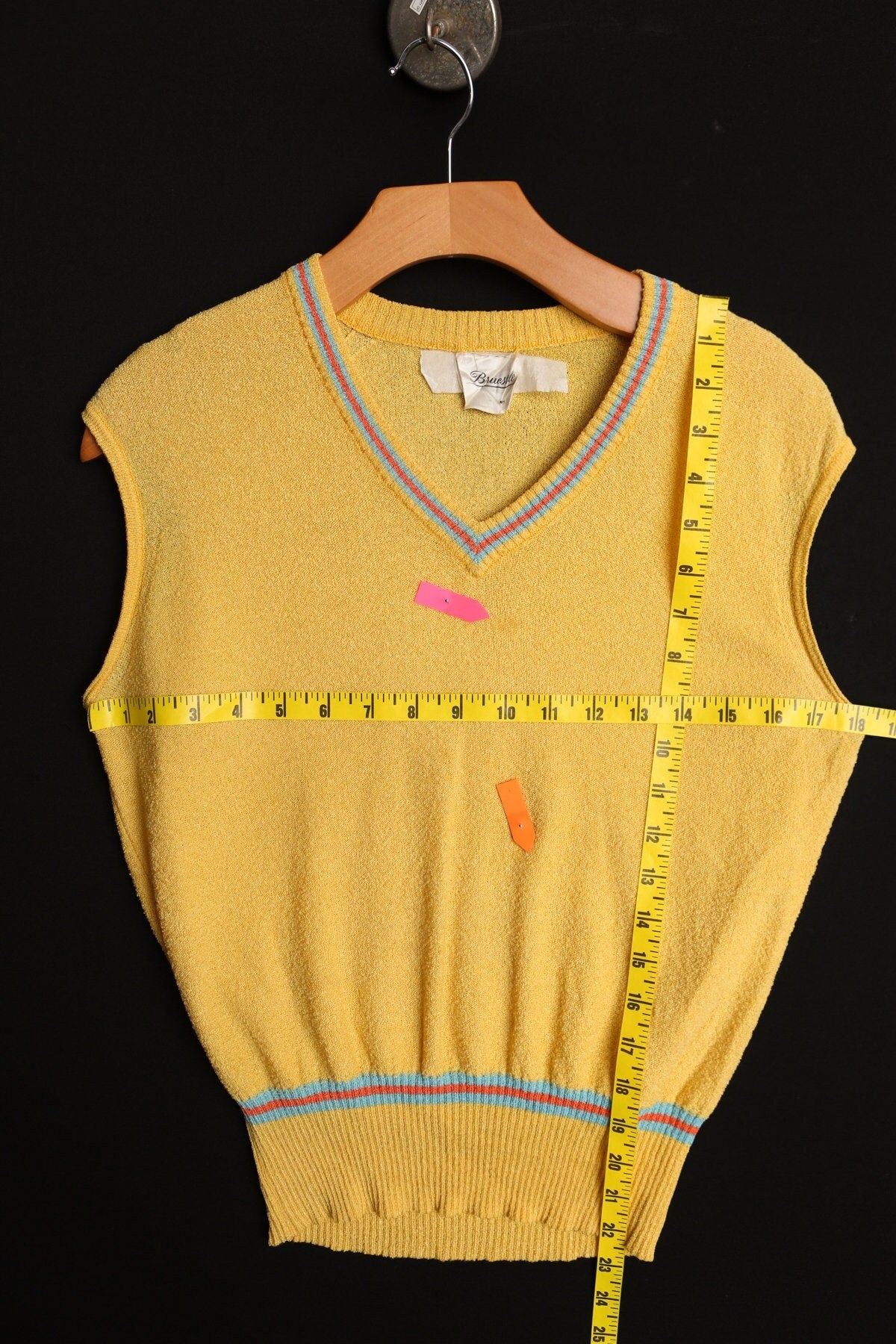 Vintage women yellow v neck sweater tennis 90's y2k blouse vest top