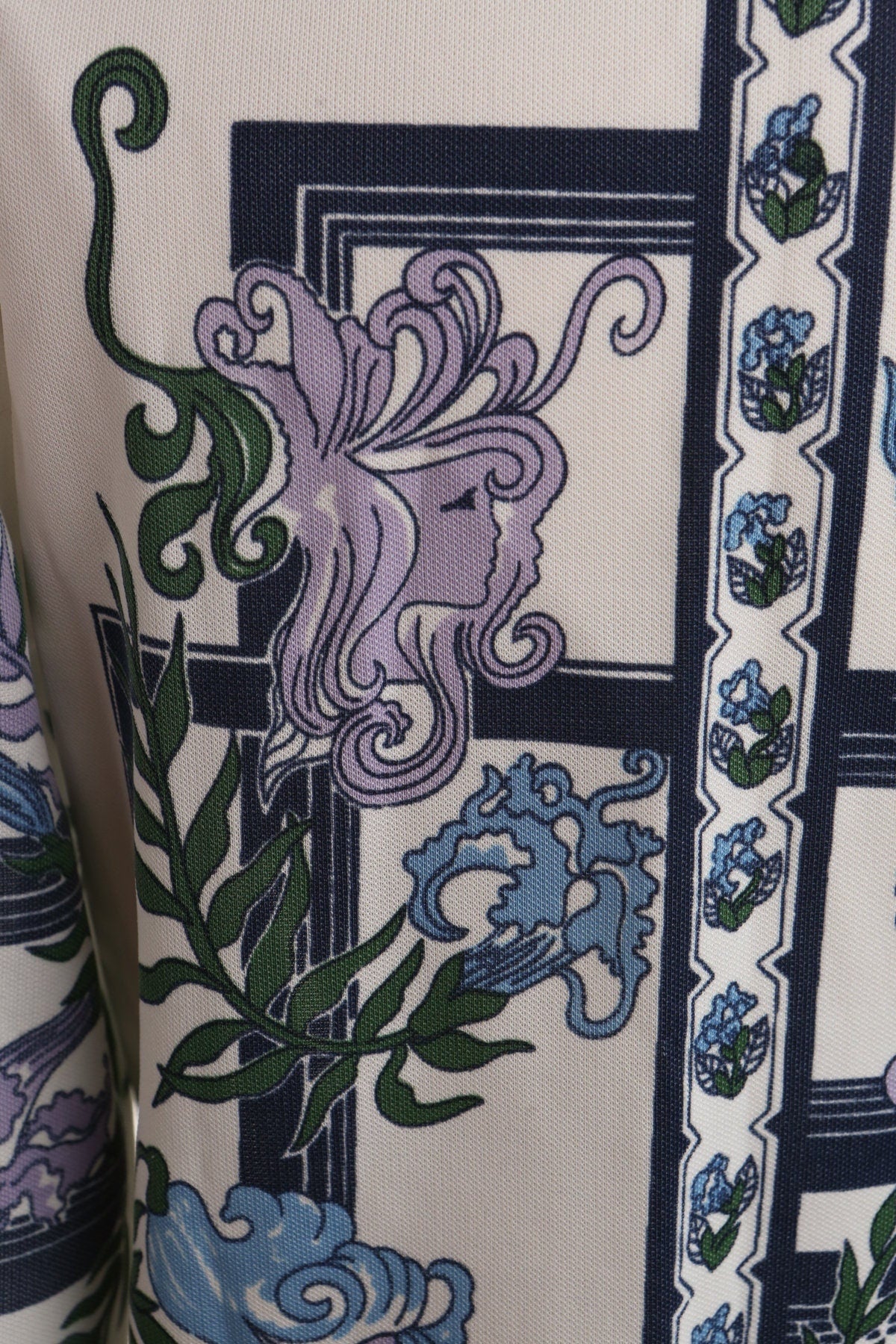 Vintage women 70's mod floral print boho hippie top jacket white summer