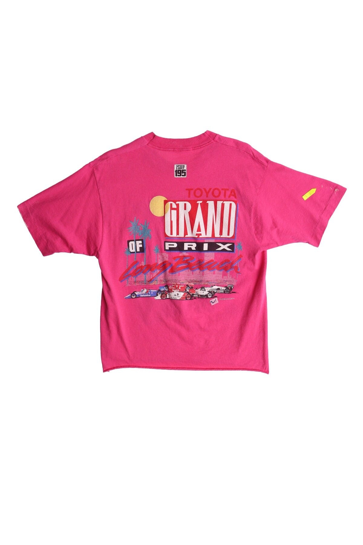 Vintage formula one malboro toyota texaco graphic t-shirt long beach autographed pink shirt racing