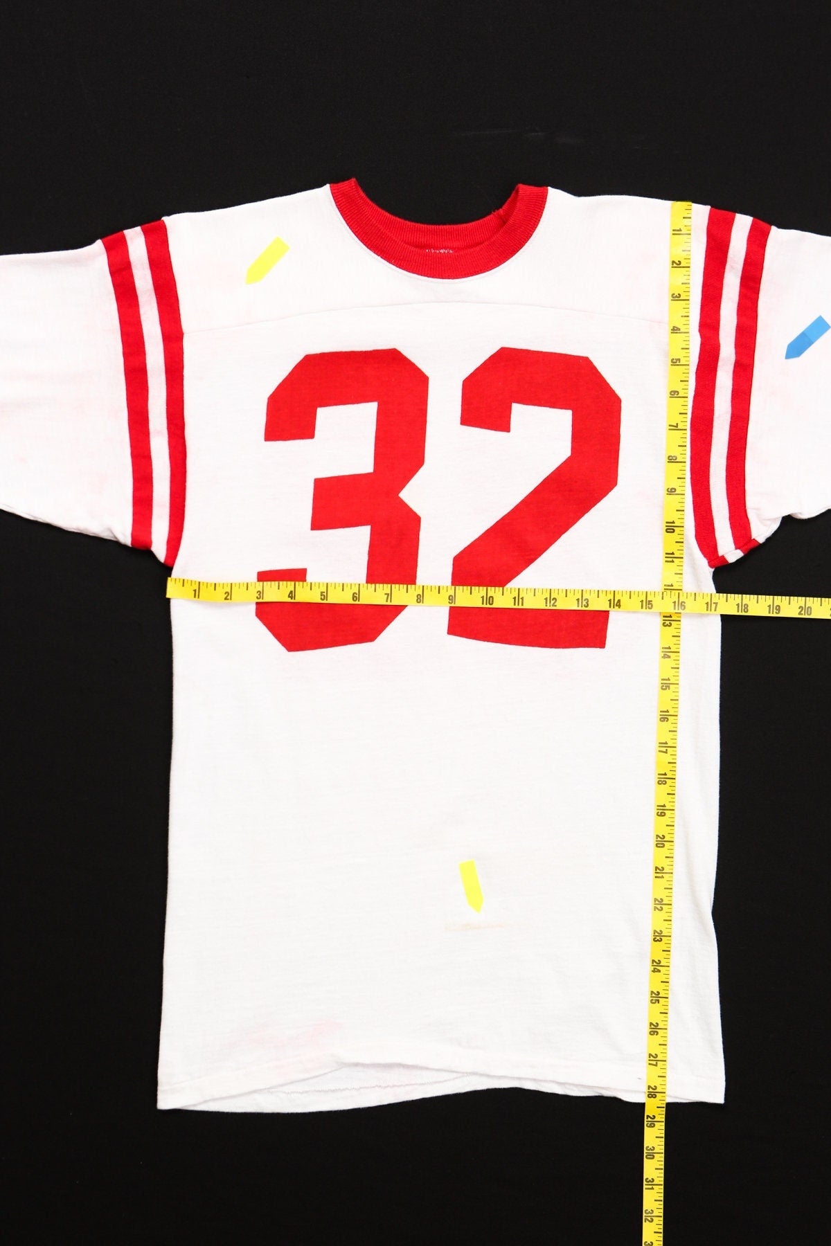 Vintage jersey football white number 32 american red men 80's 70's