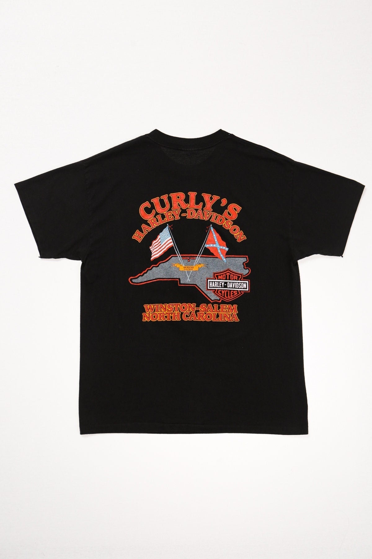 Vintage harley davidson t-shirt 3d emblem the strong survive xl black winston salem north carolina curly's biker motorycles