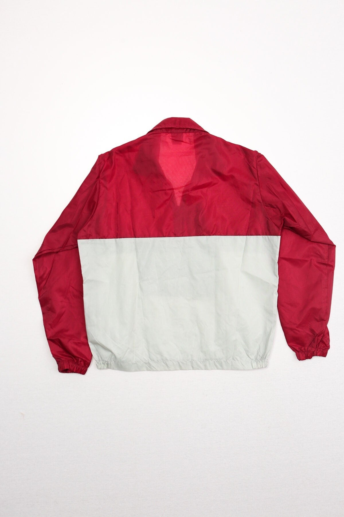 Vintage windbraker jacket red 80's white nylon medium