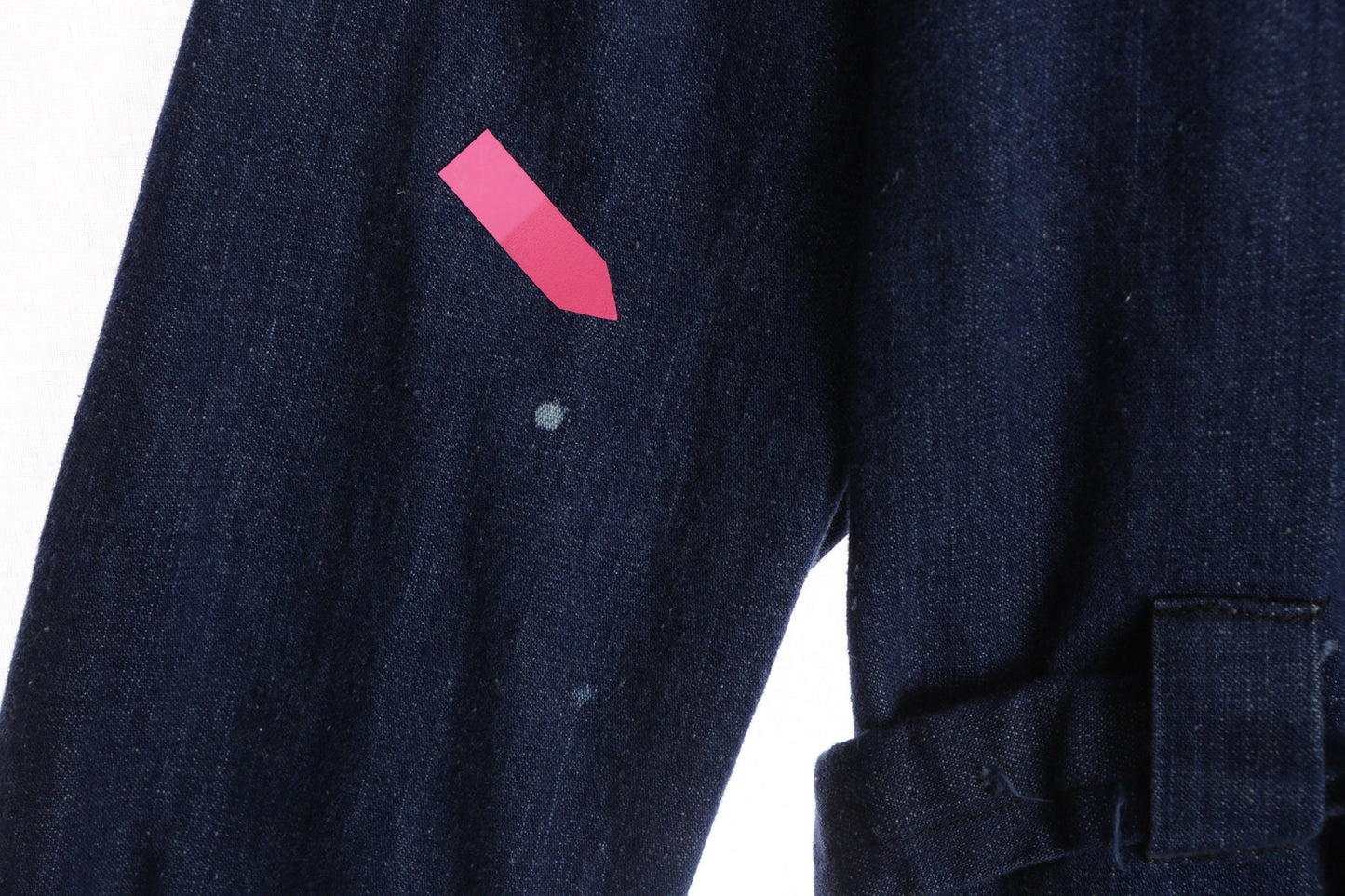 70's Men Embroidered Blue Denim Jacket with Waist Belt