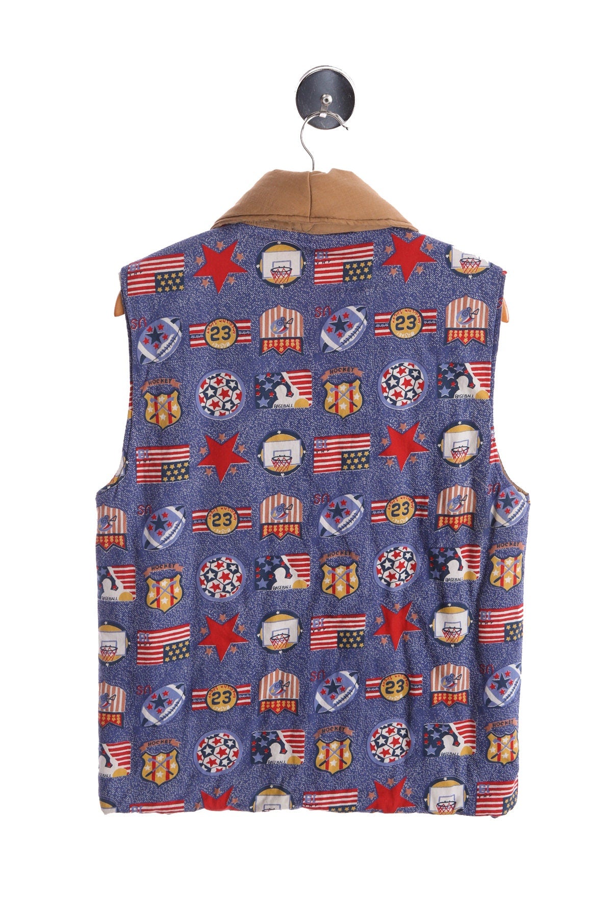 Vintage Down Vest with USA Patriotic Prints