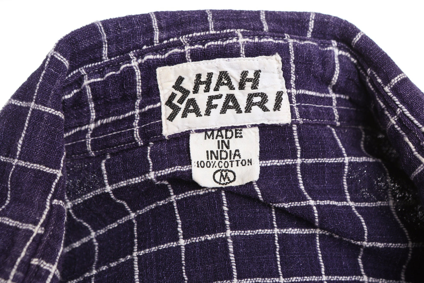 70's Men Blue Plaid Button Up Shirt