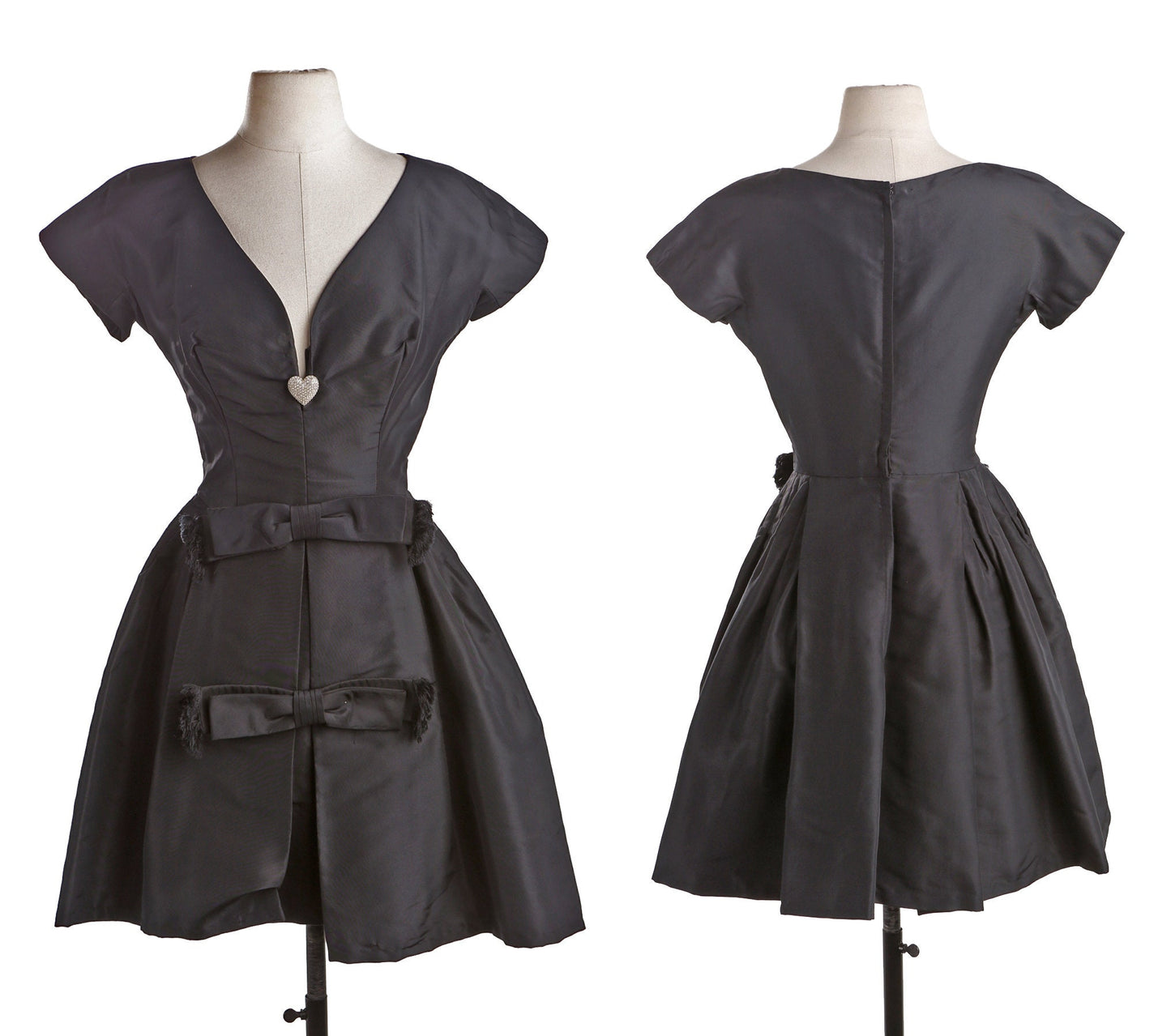 Women Evening Black Dress with Front Bow Details