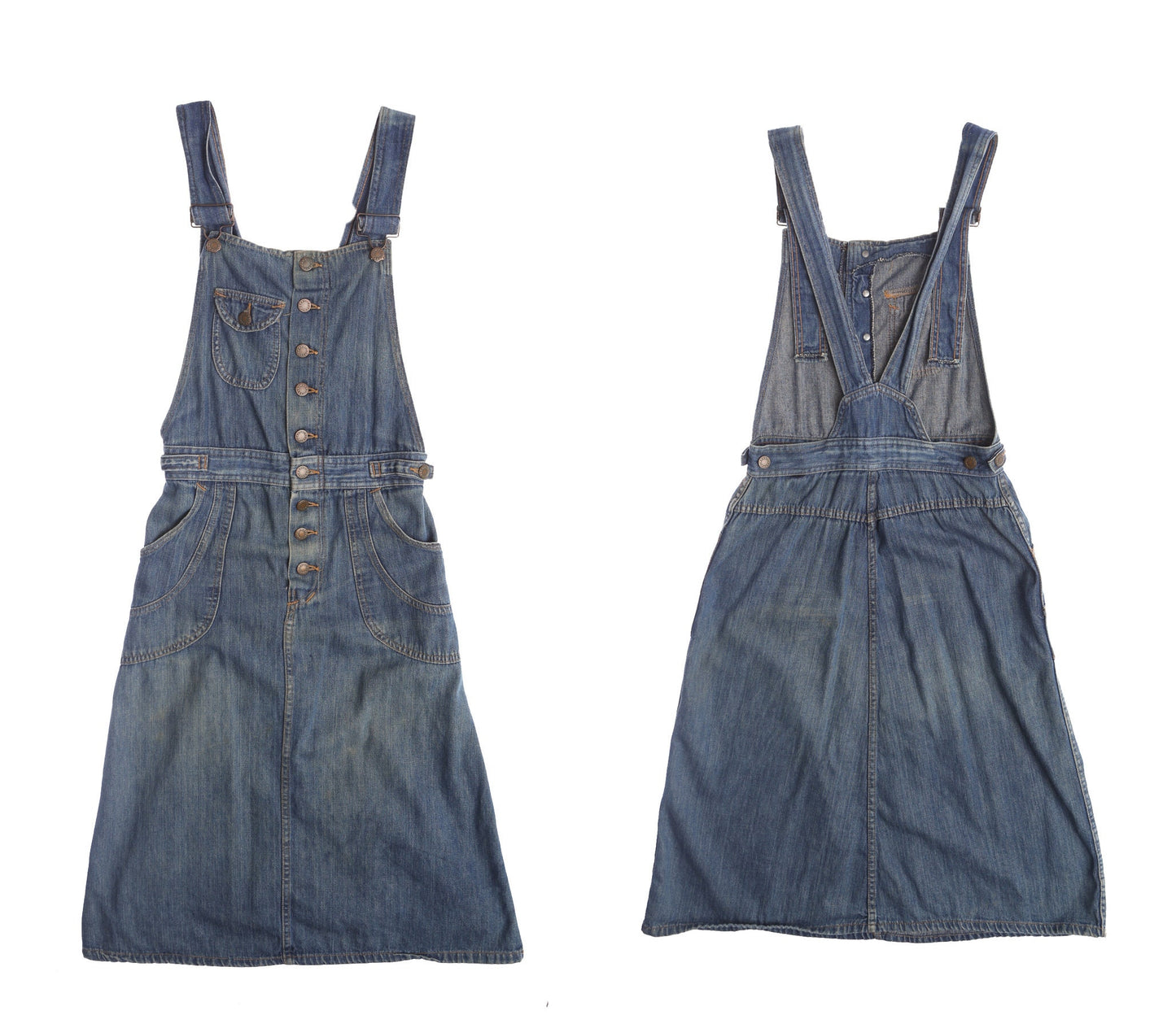 Women Blue Denim Dress - Era 70's - 80's