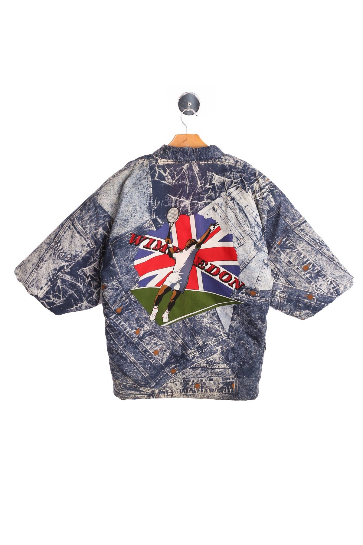 Vintage Denim Print Costume Made Jacket with Tennis Wimbledon Back Print