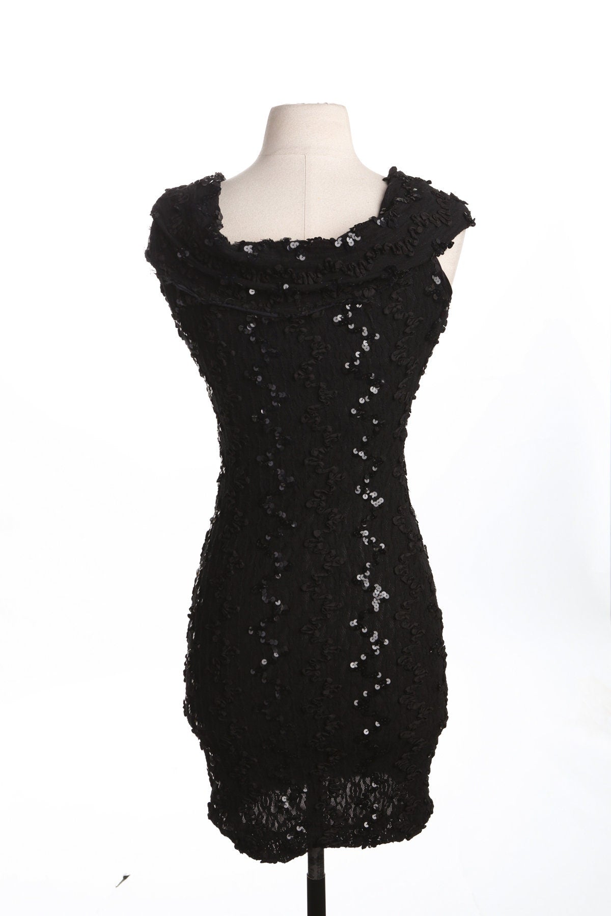 Women Black Sequin Evening Dress - Era 80's - 90's