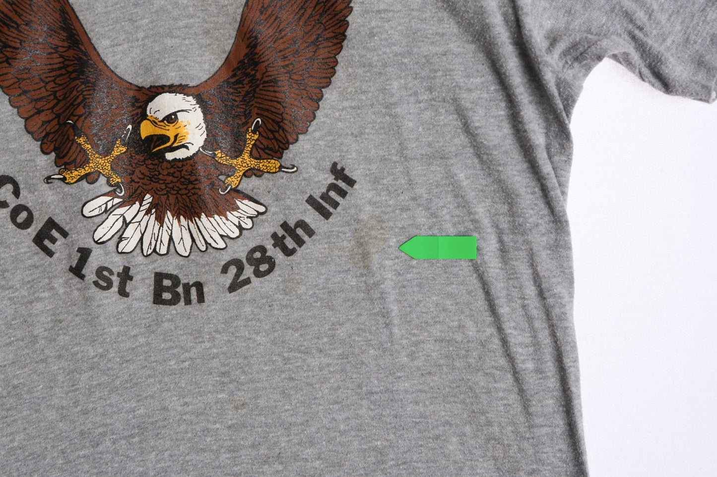 Vintage Military Gray T-shirt with Eagle Co E 1st Bn 28th Inf Print