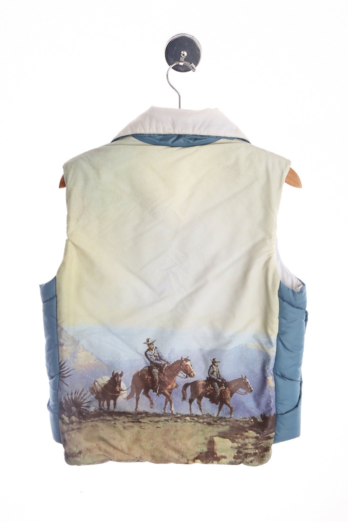 Vintage Ski Down Vest with Cowboy Western Print