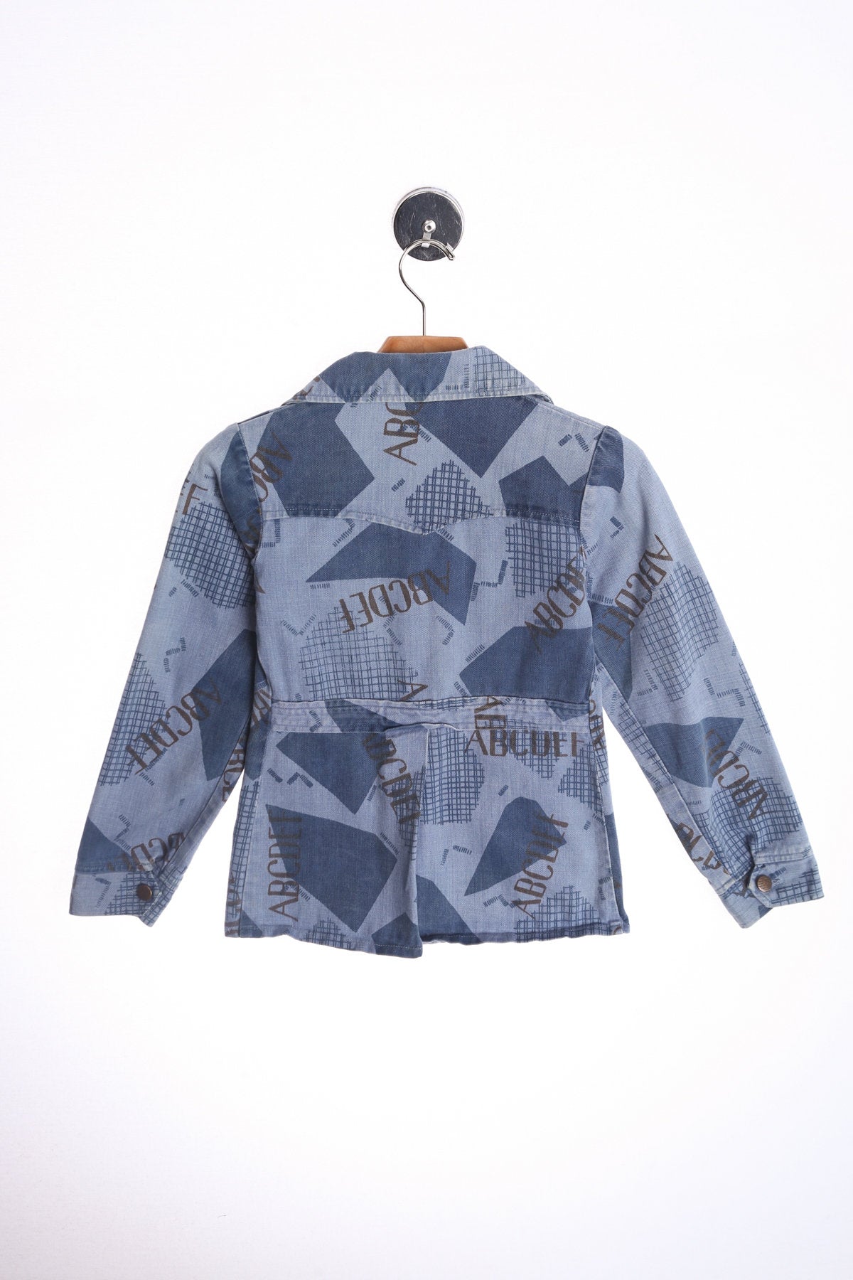 70's Blue Denim Jacket with ABCDEF Print