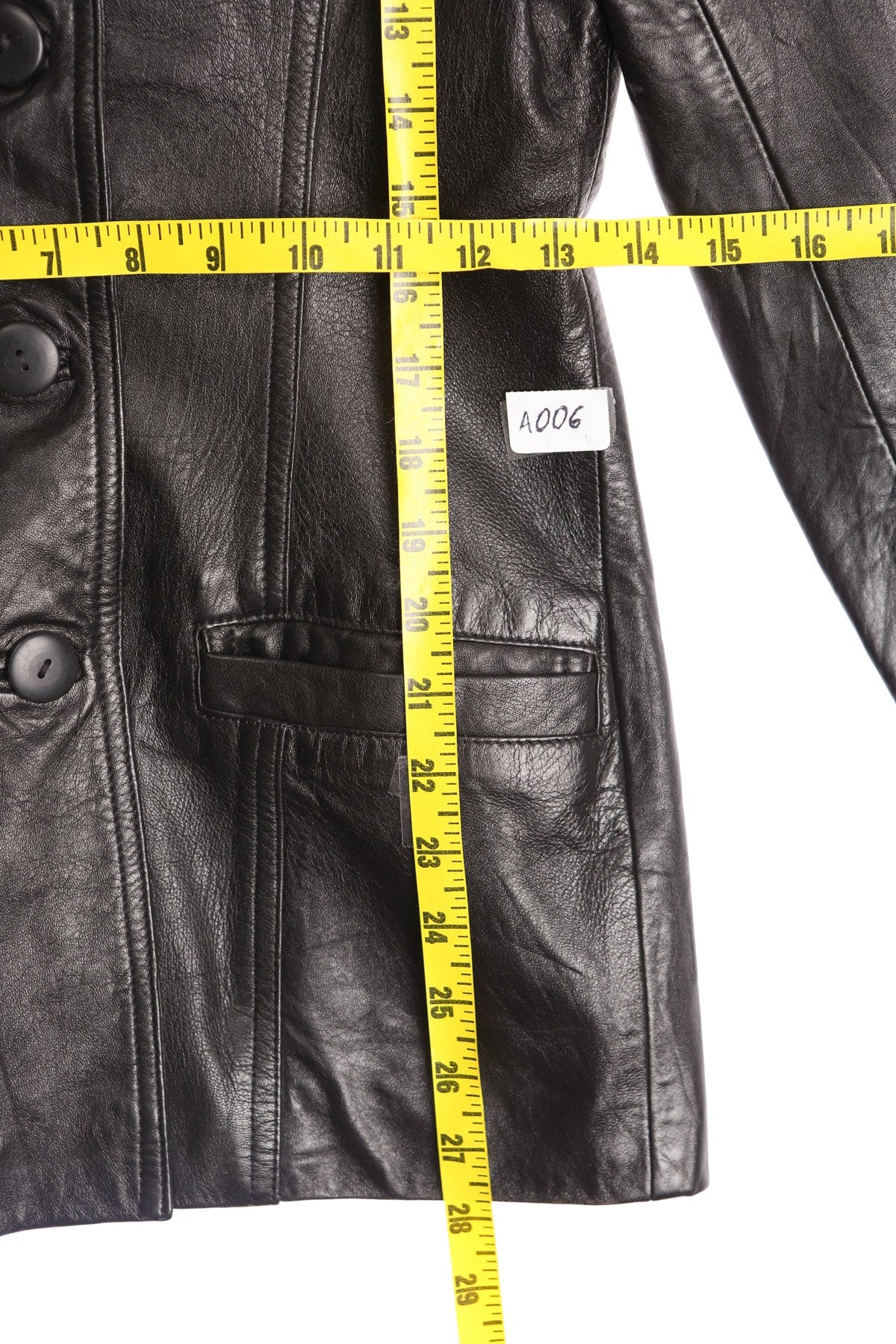 Women Black Leather Coat by Michael Lawrence - Era 90's - Y2K