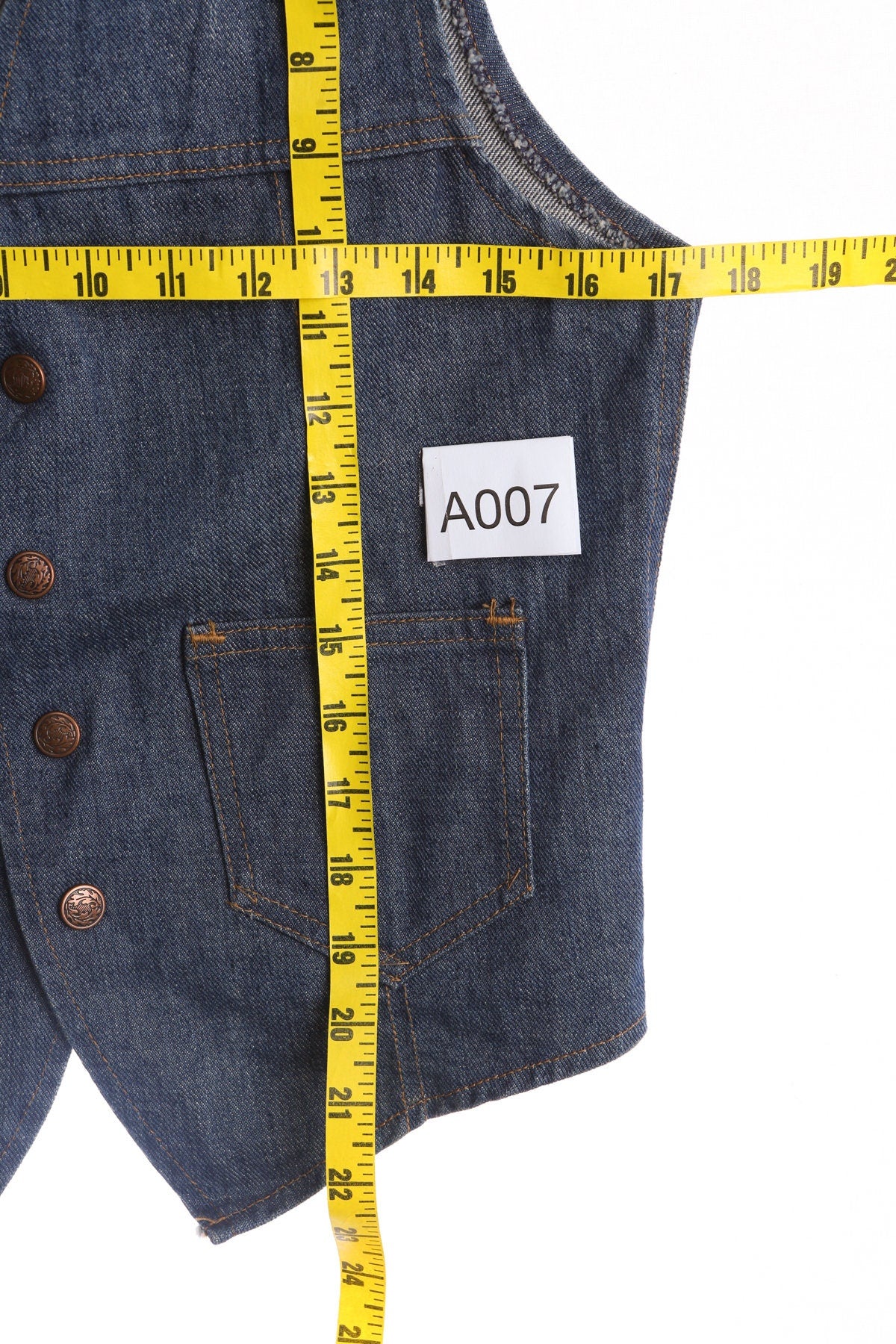 Vintage Denim Biker Vest with Biker Patches - Gold Wing Road Riders Back Patch