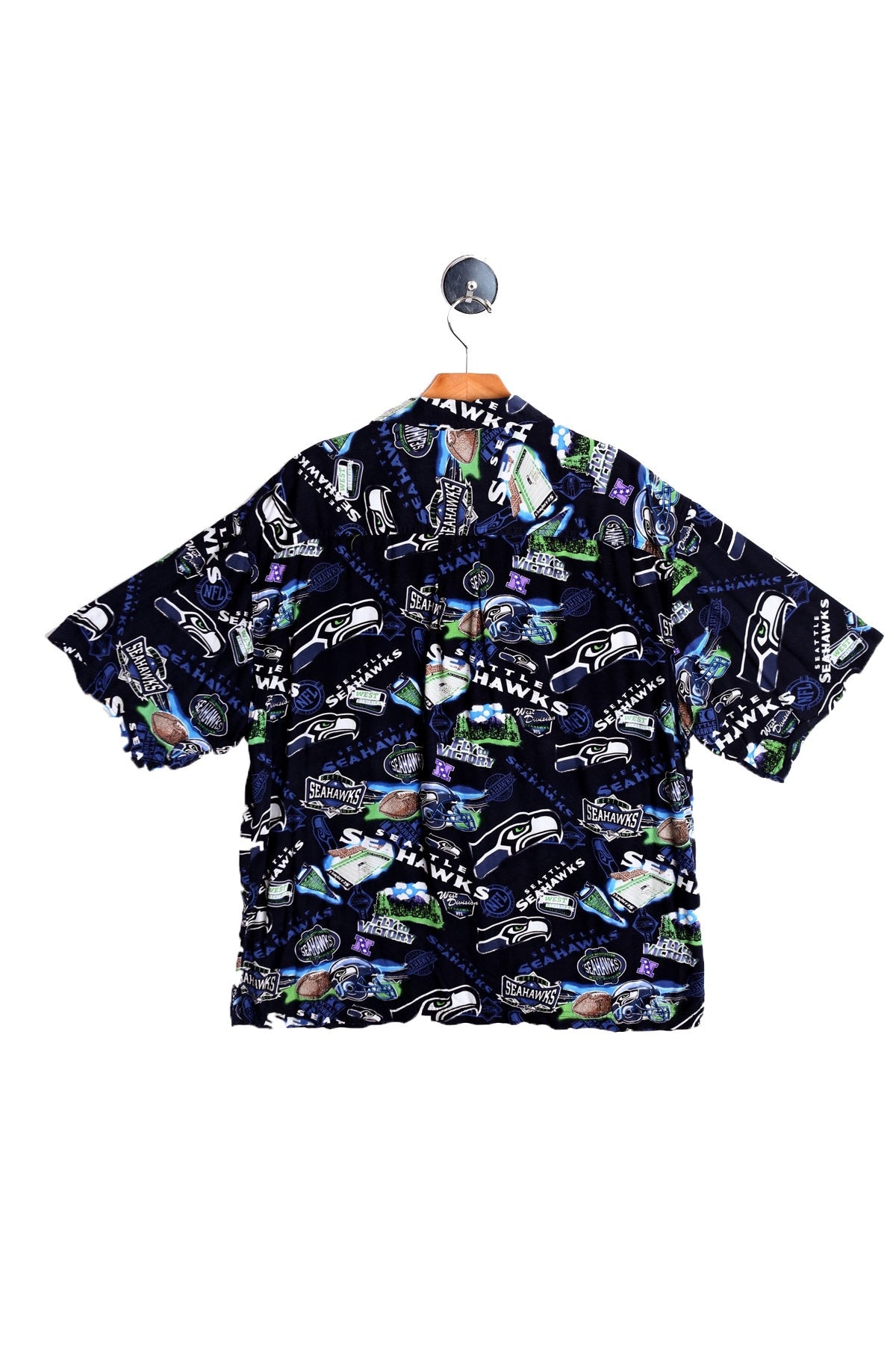 Men Graphic NFL Seahawks FootballButton Up Shirt