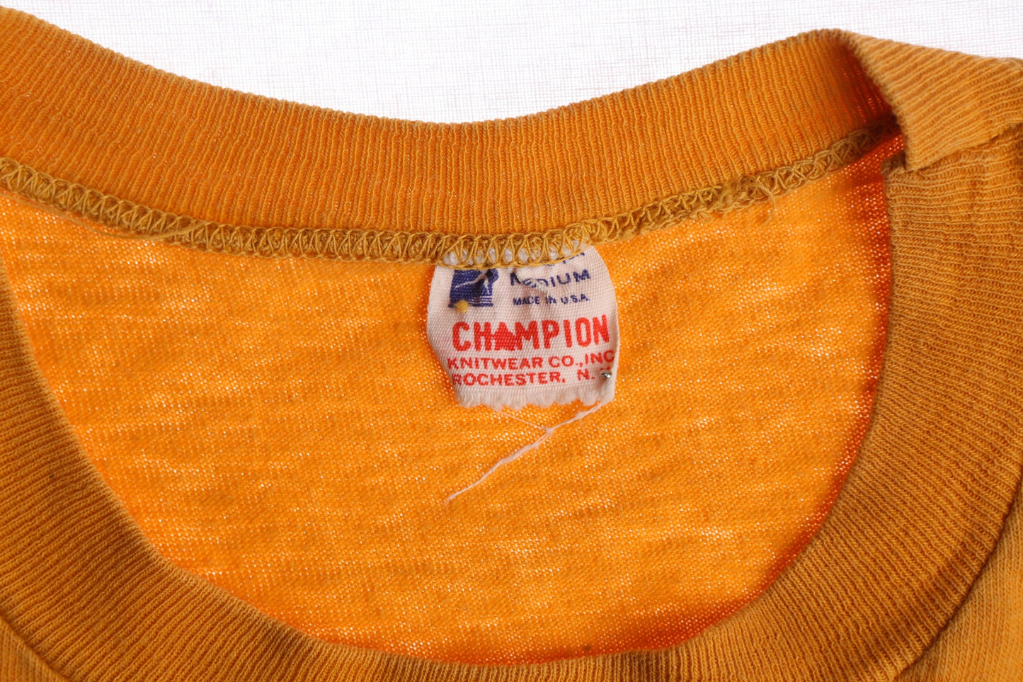 Vintage Yellow Champion T-shirt with Saint Laurent Church Print - Era 1940's - 1950's