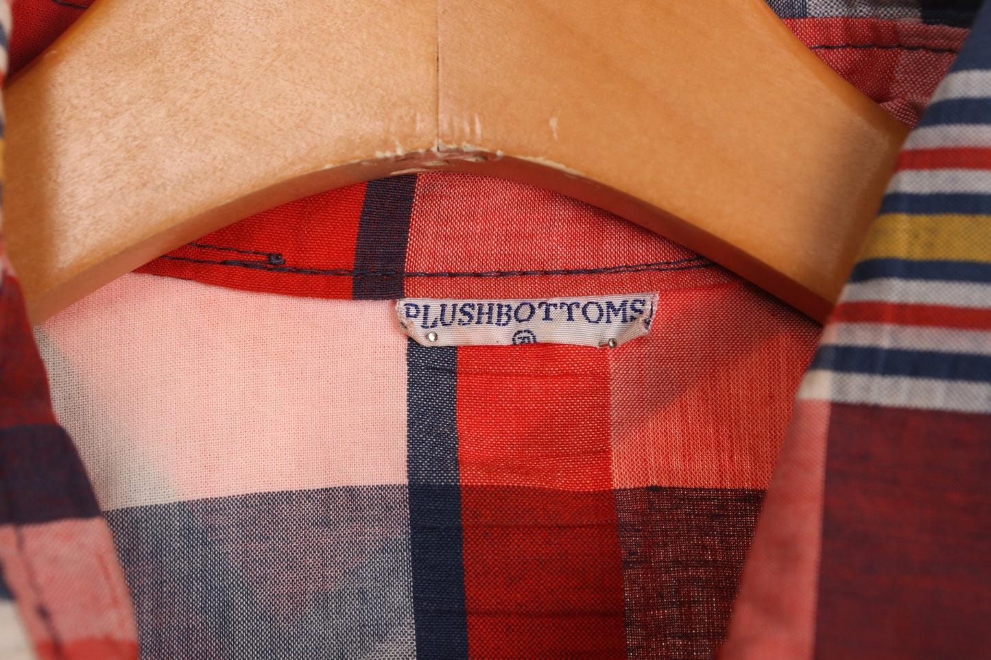 70's Red Plaid Cotton Long Sleeve Jacket