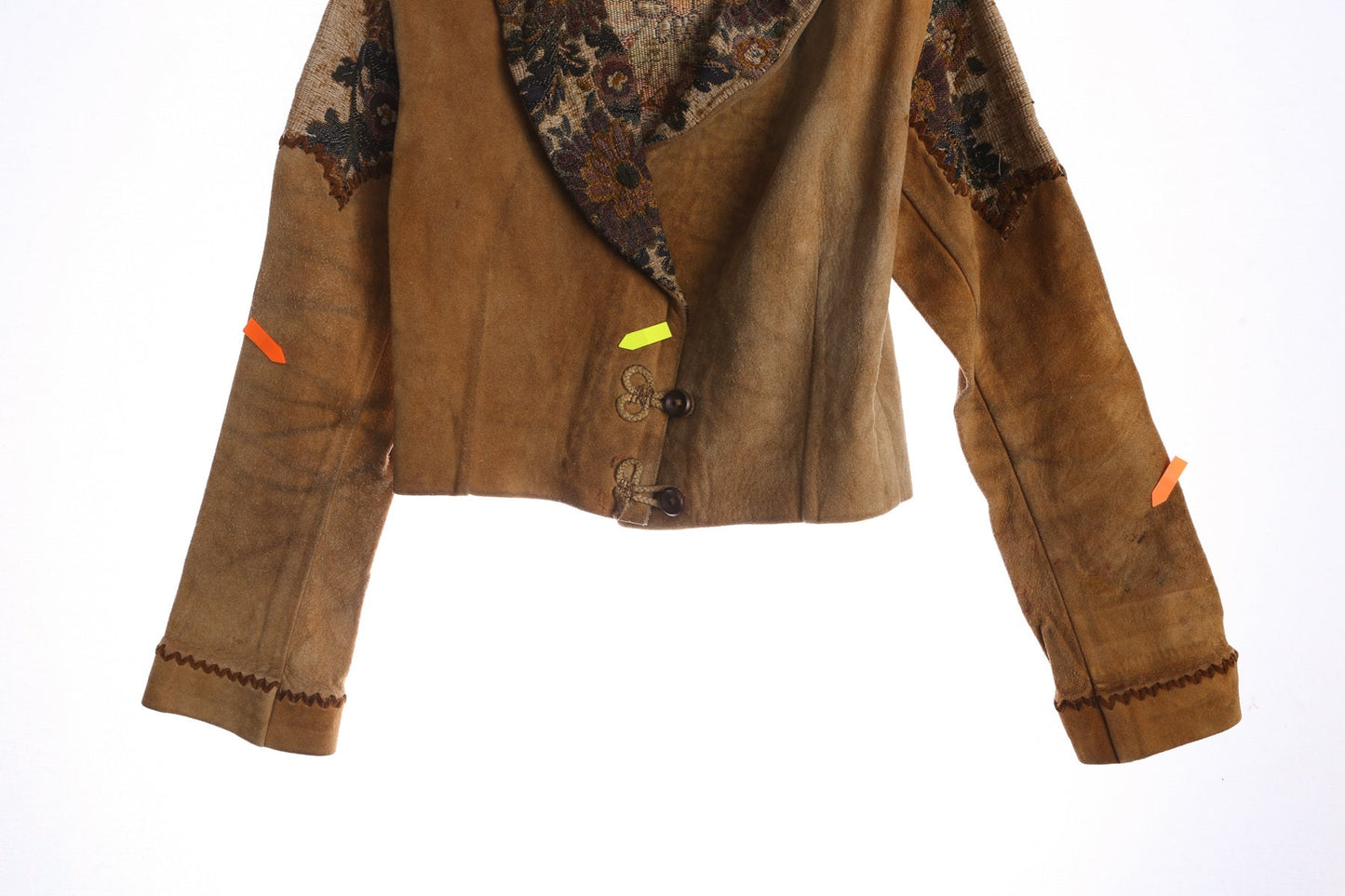 Women Brown Suede Tapestry Jacket