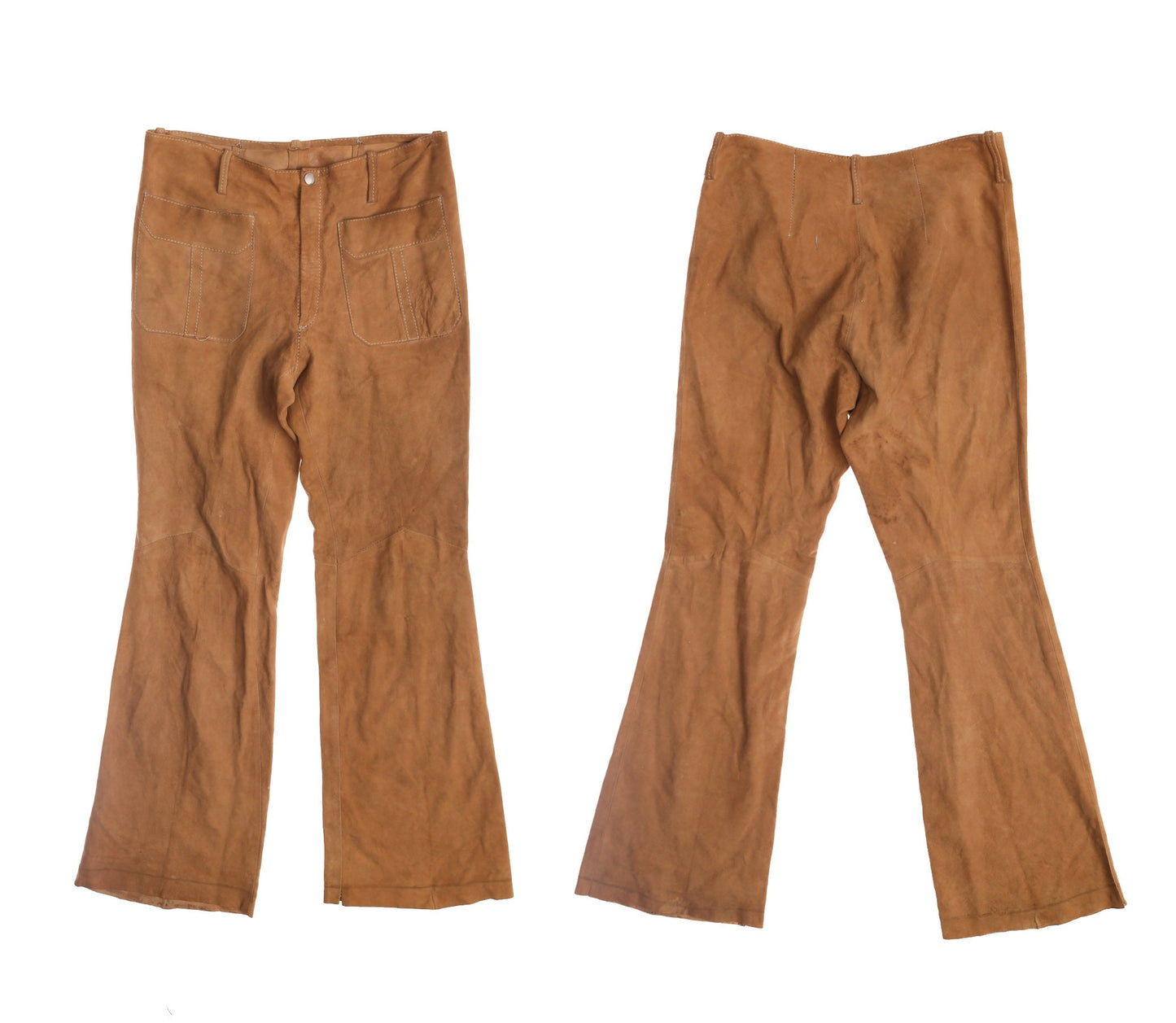 Vintage Men Leather Bell Bottom Pants