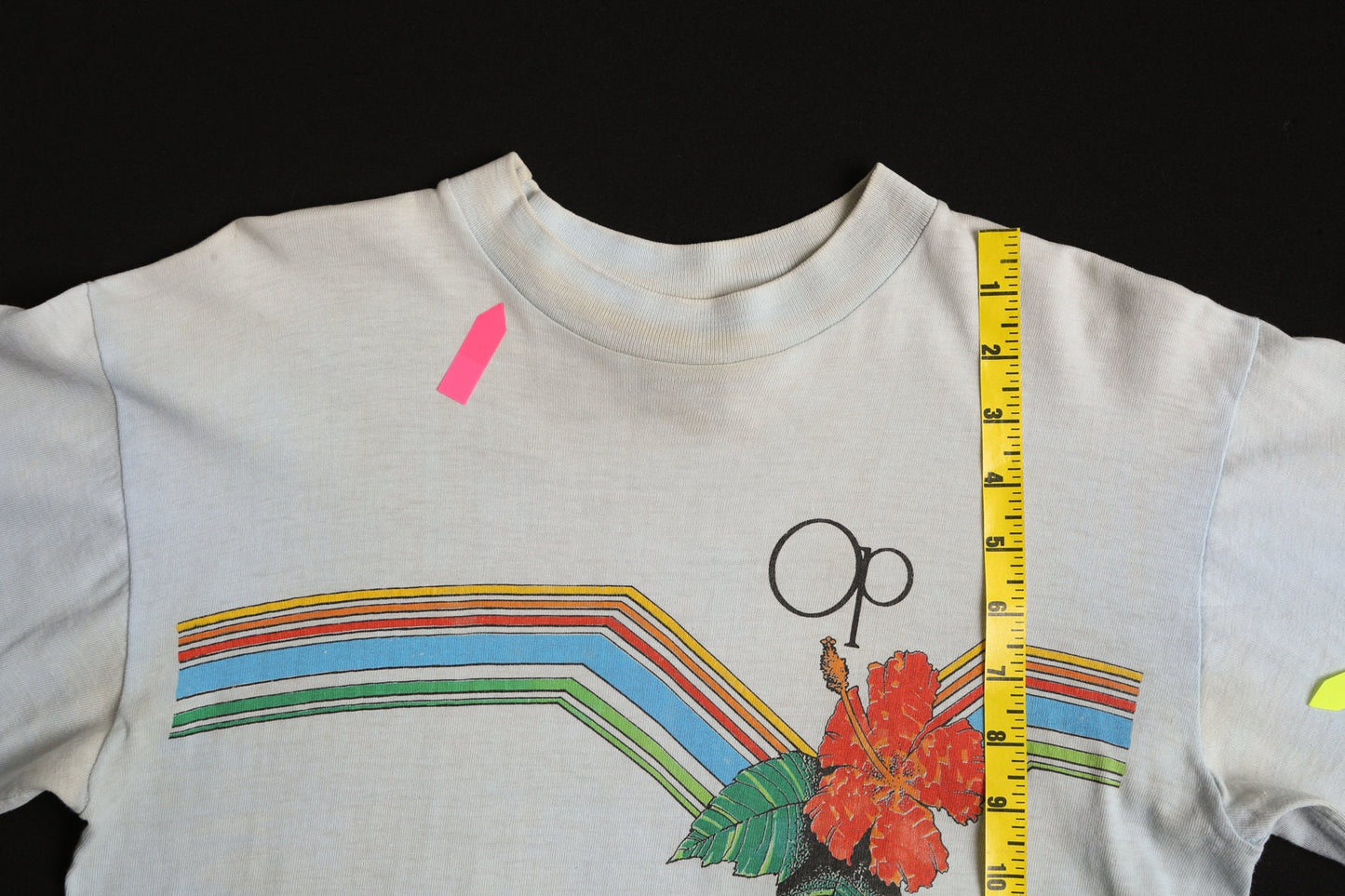 Vintage Op Blue Long Sleeve Graphic Shirt with Hawaiian Flower Print