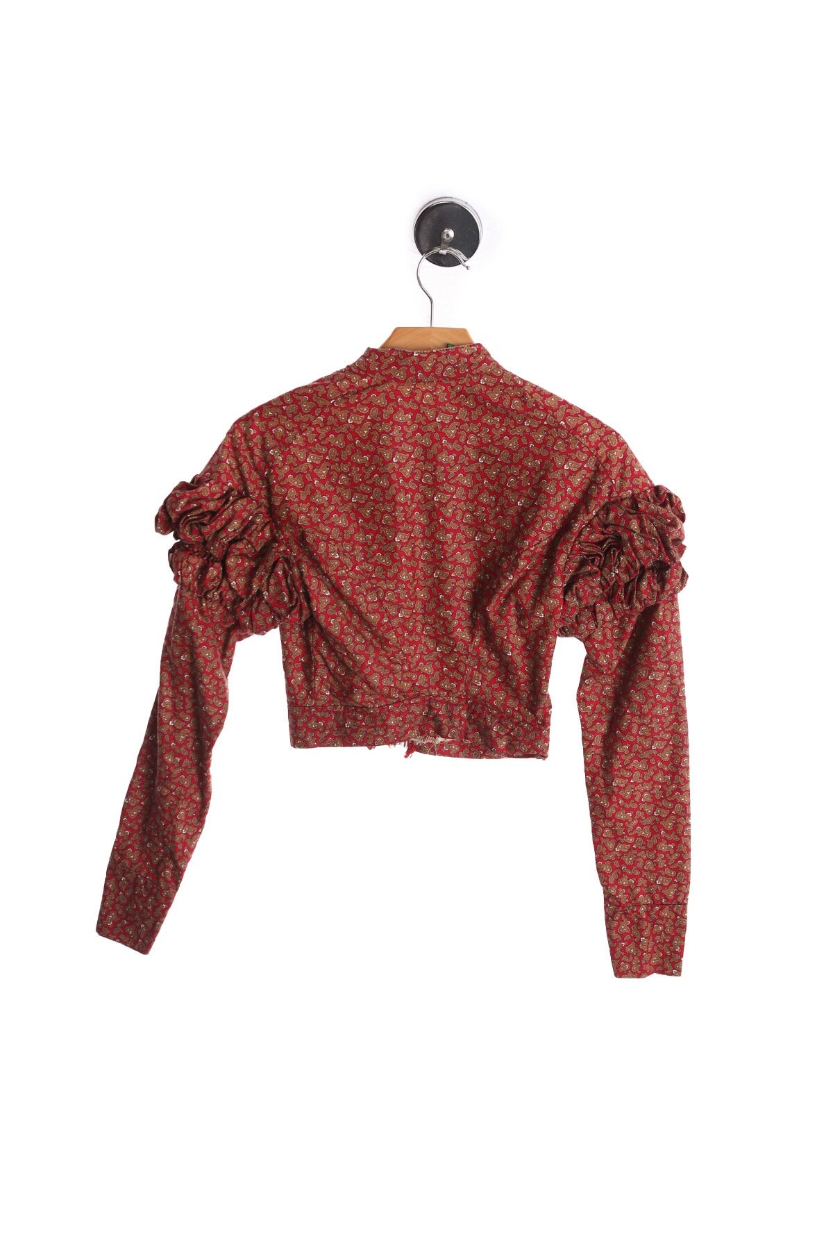 Vintage Women Prairie Red Pasley Print Long Sleeve Top