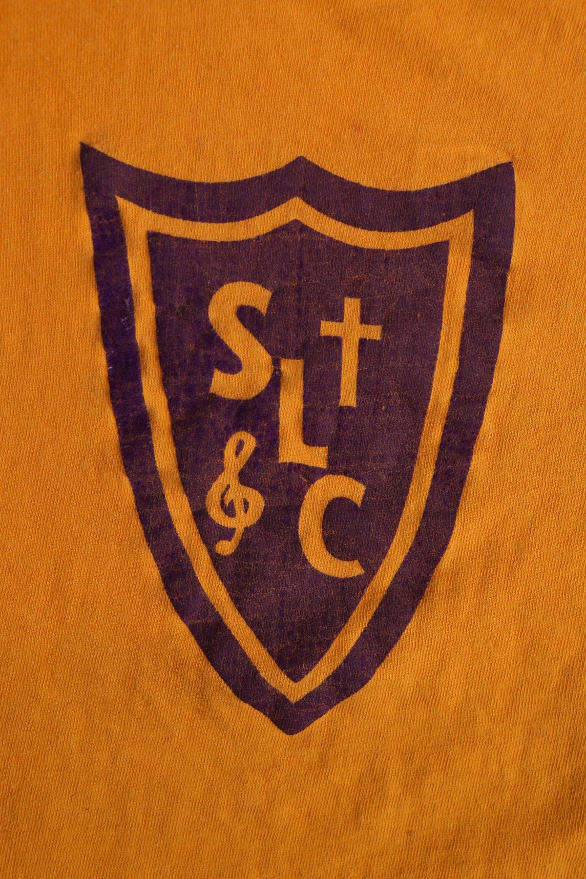 Vintage Yellow Champion T-shirt with Saint Laurent Church Print - Era 1940's - 1950's