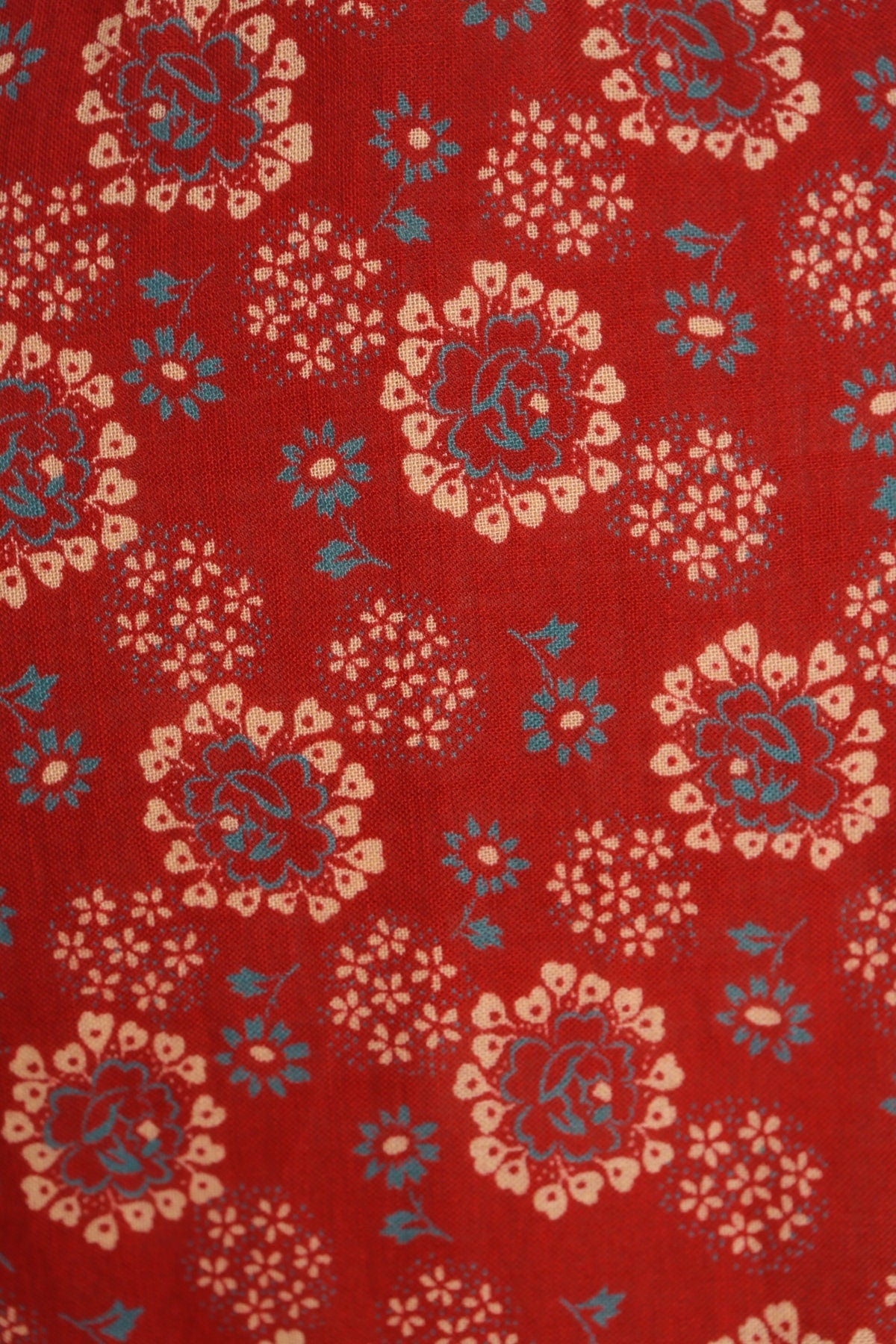 Vintage Women Red Floral Print Rayon Robe