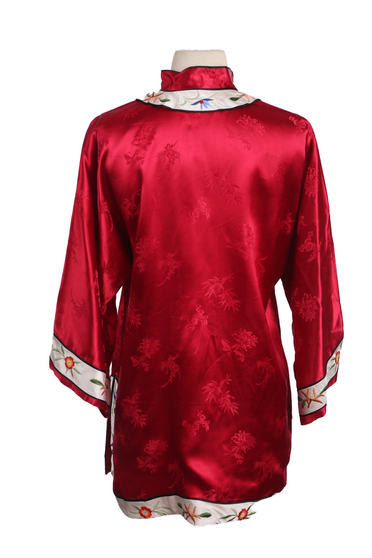 Red Cheongsam Blouse with Flower Embroidery by Golden Bee - Made in China