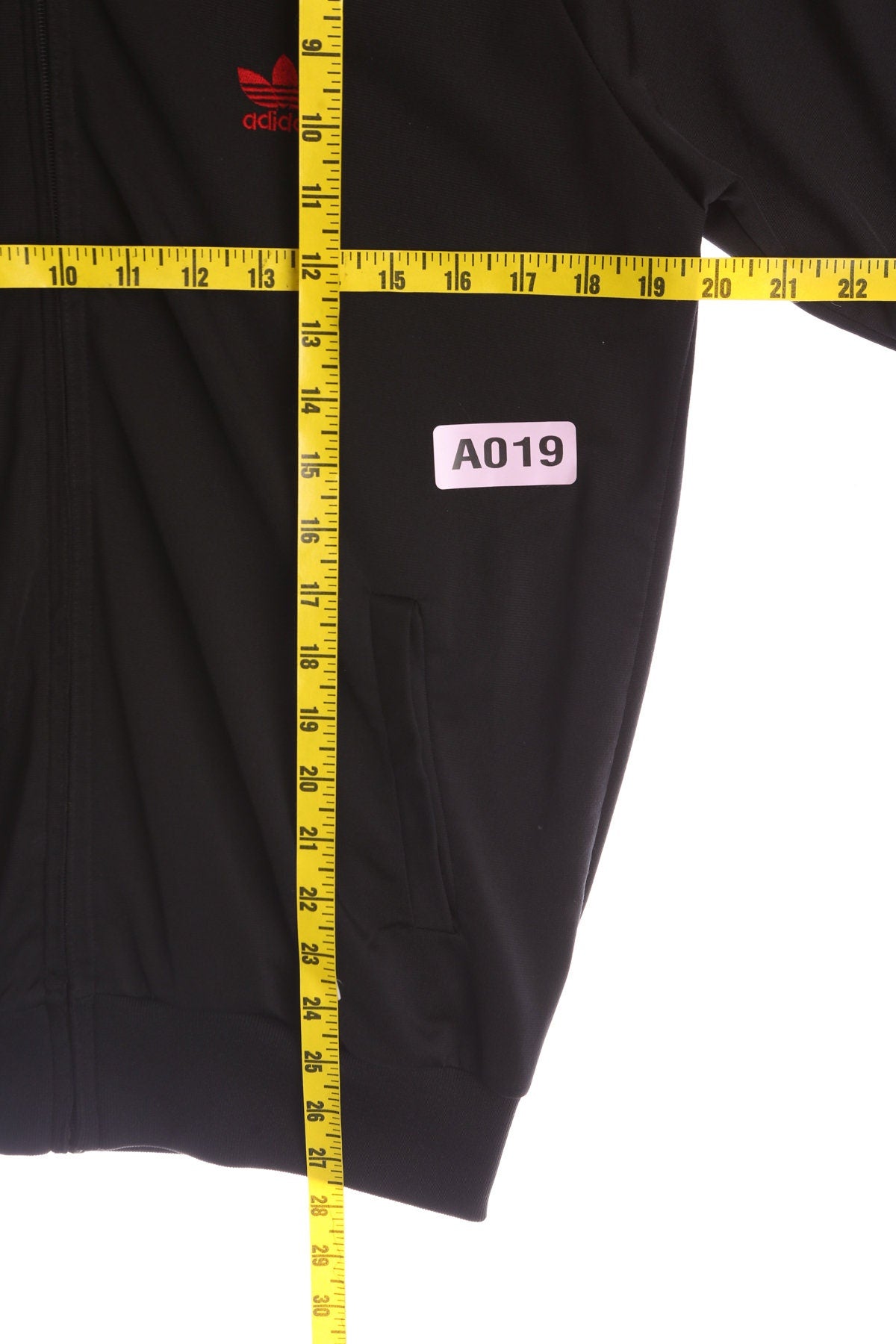 Vintage Adidas Black Jogging Top with Red Striped Sleeves