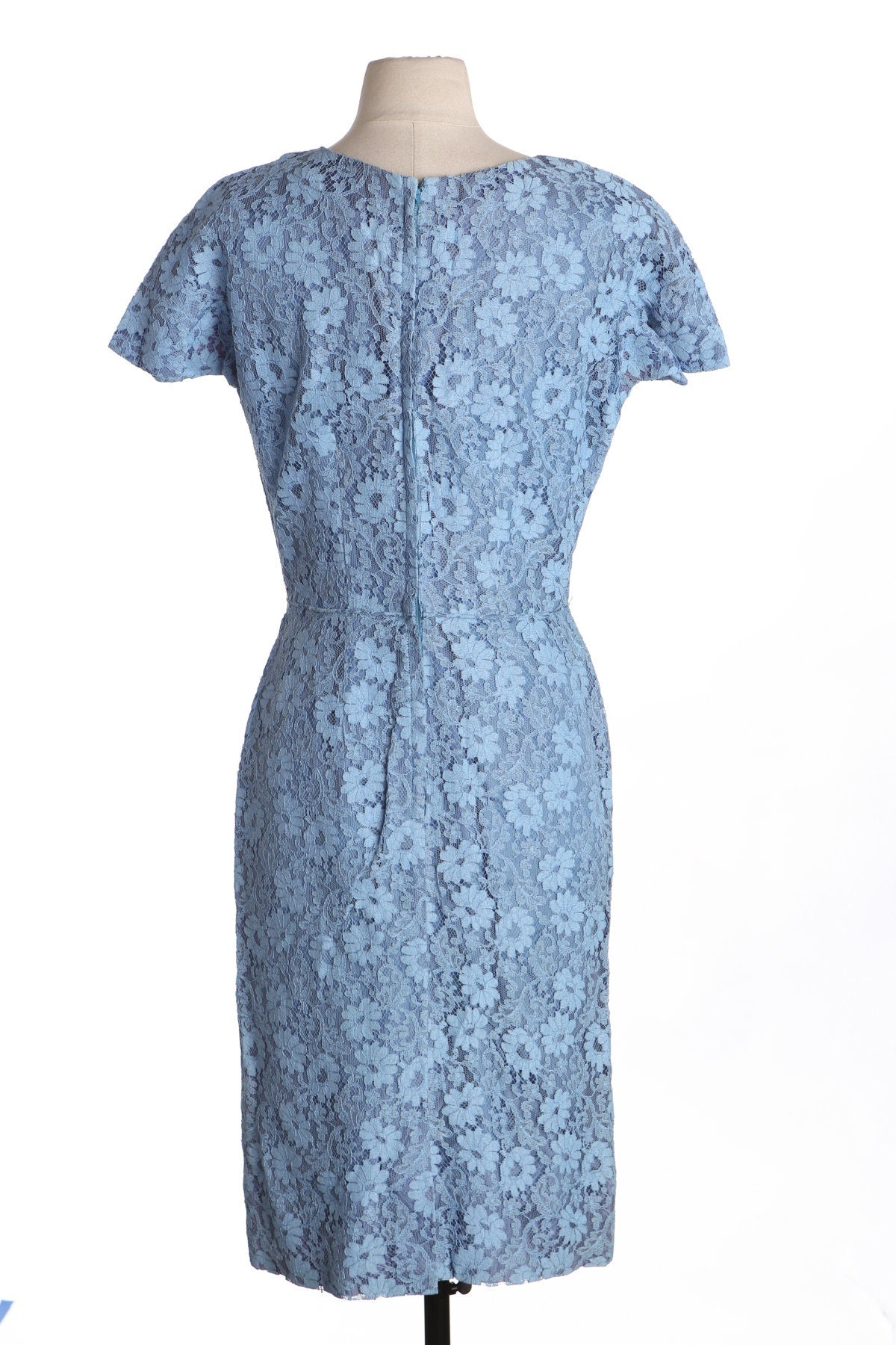 Women 50s Blue Lace Casual Dress