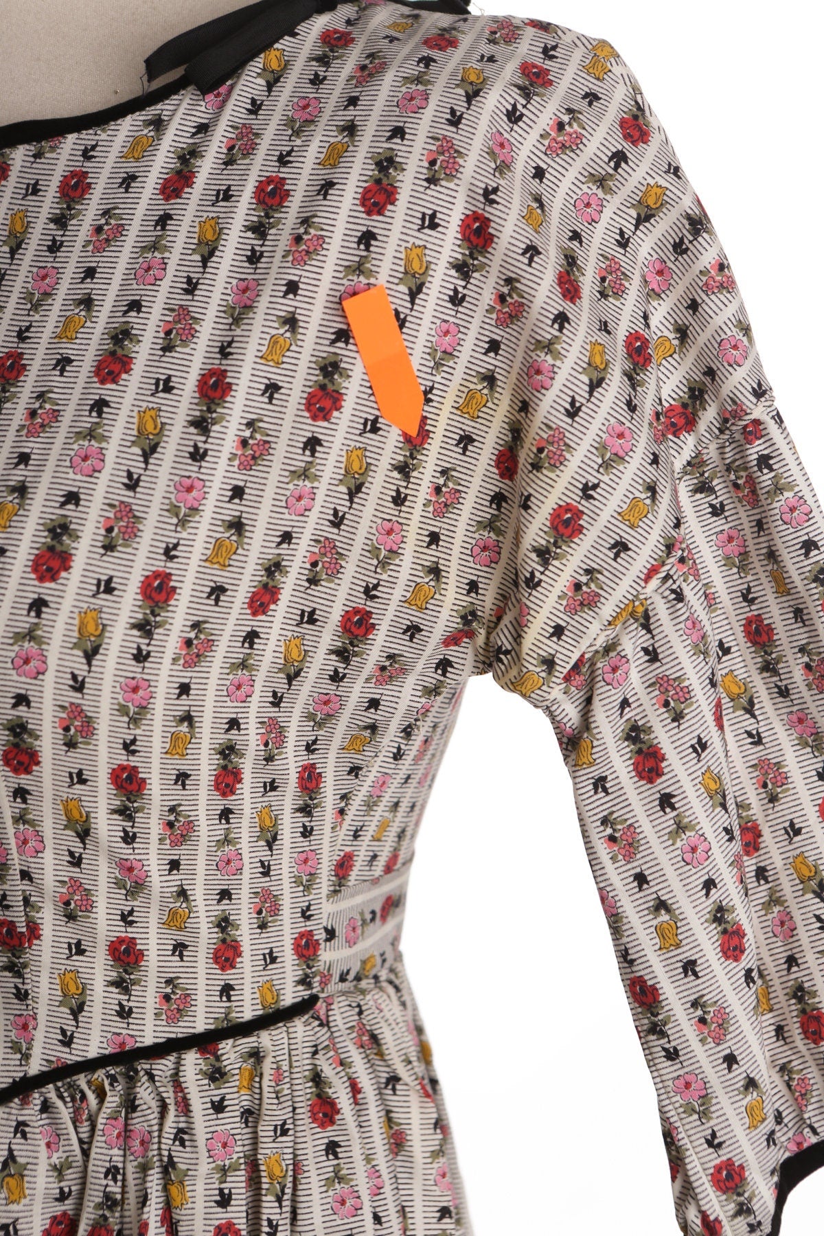 Women White Floral Print Summer Dress - Era 50s - 60s