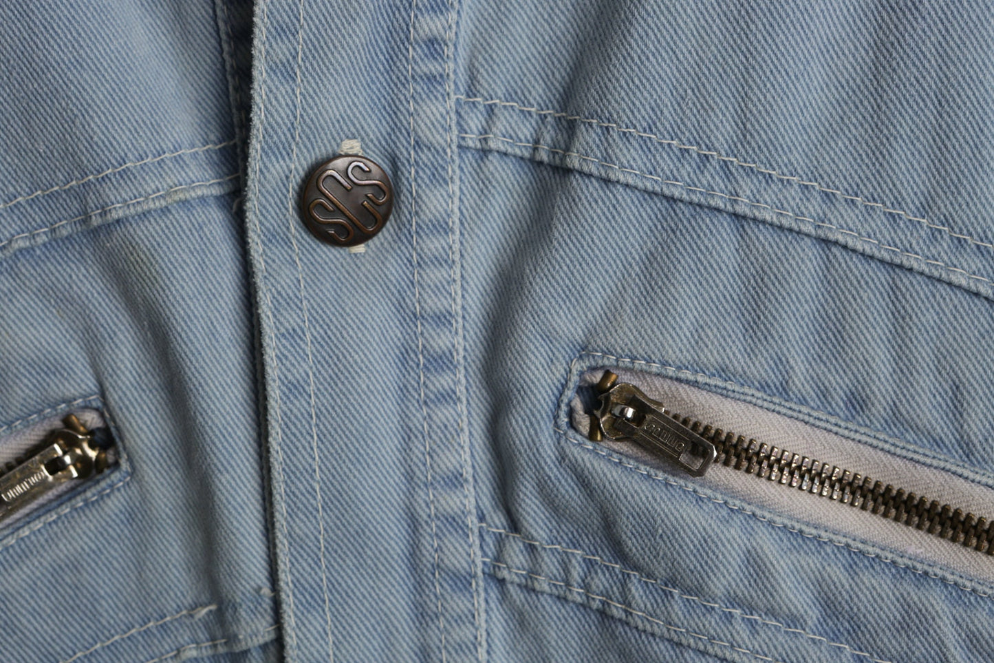 1970s Men Blue Patchwork Shirt