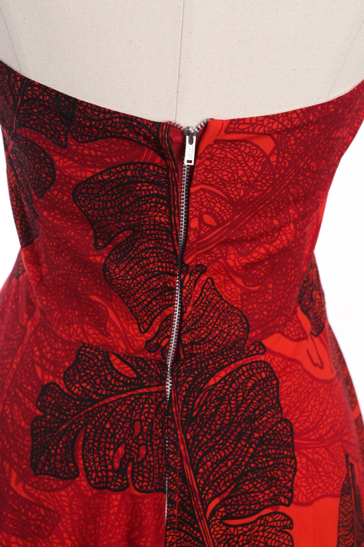 1940s Women Red Hawaiian Print Summer Halter Dress