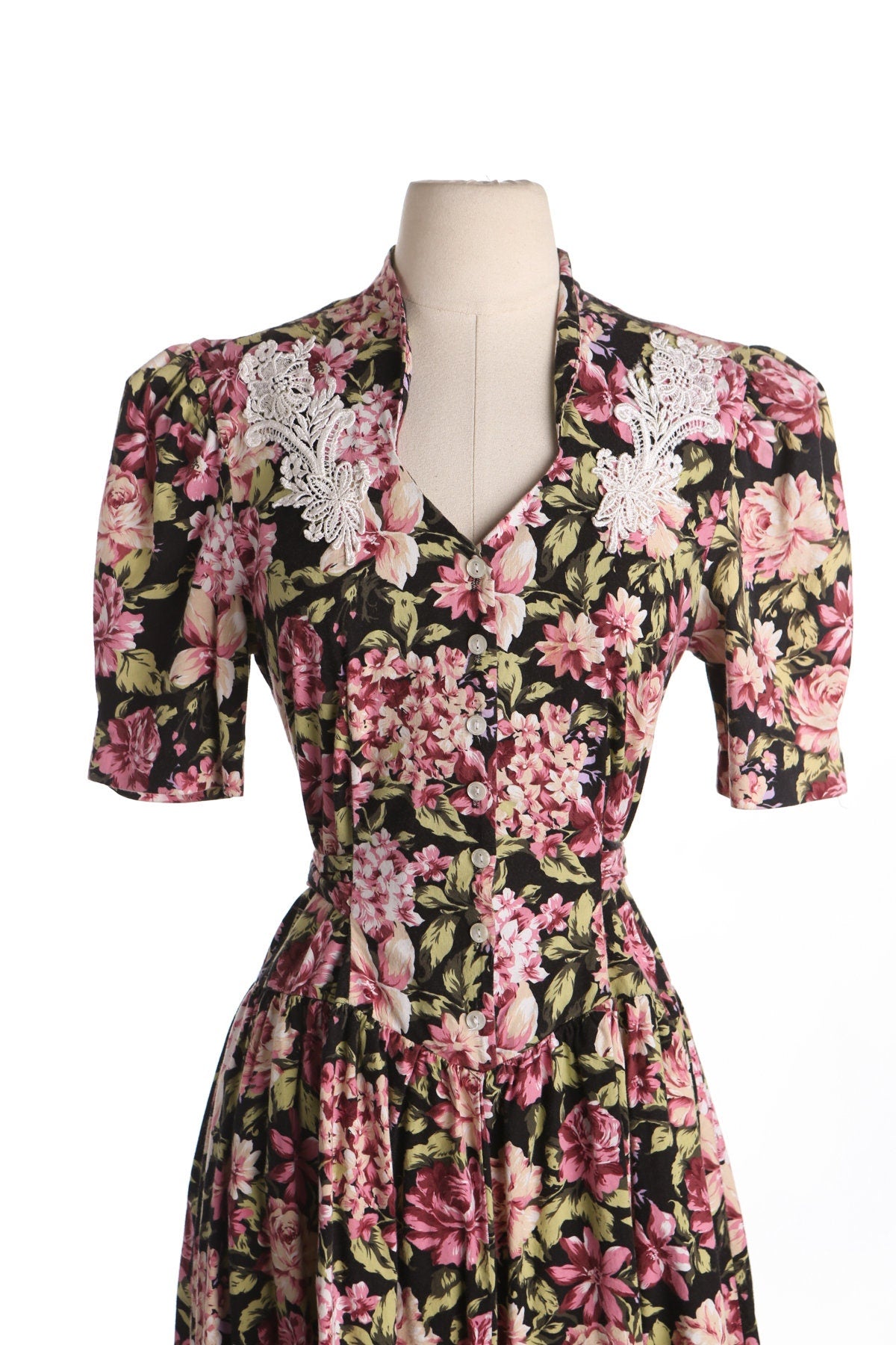 Women Floral Print 80s Summer Dress