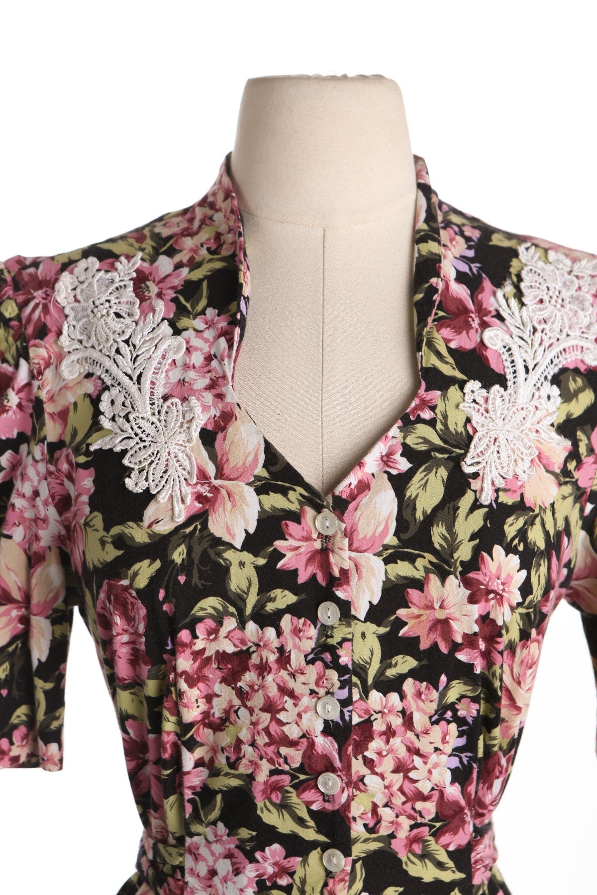 Women Floral Print 80s Summer Dress
