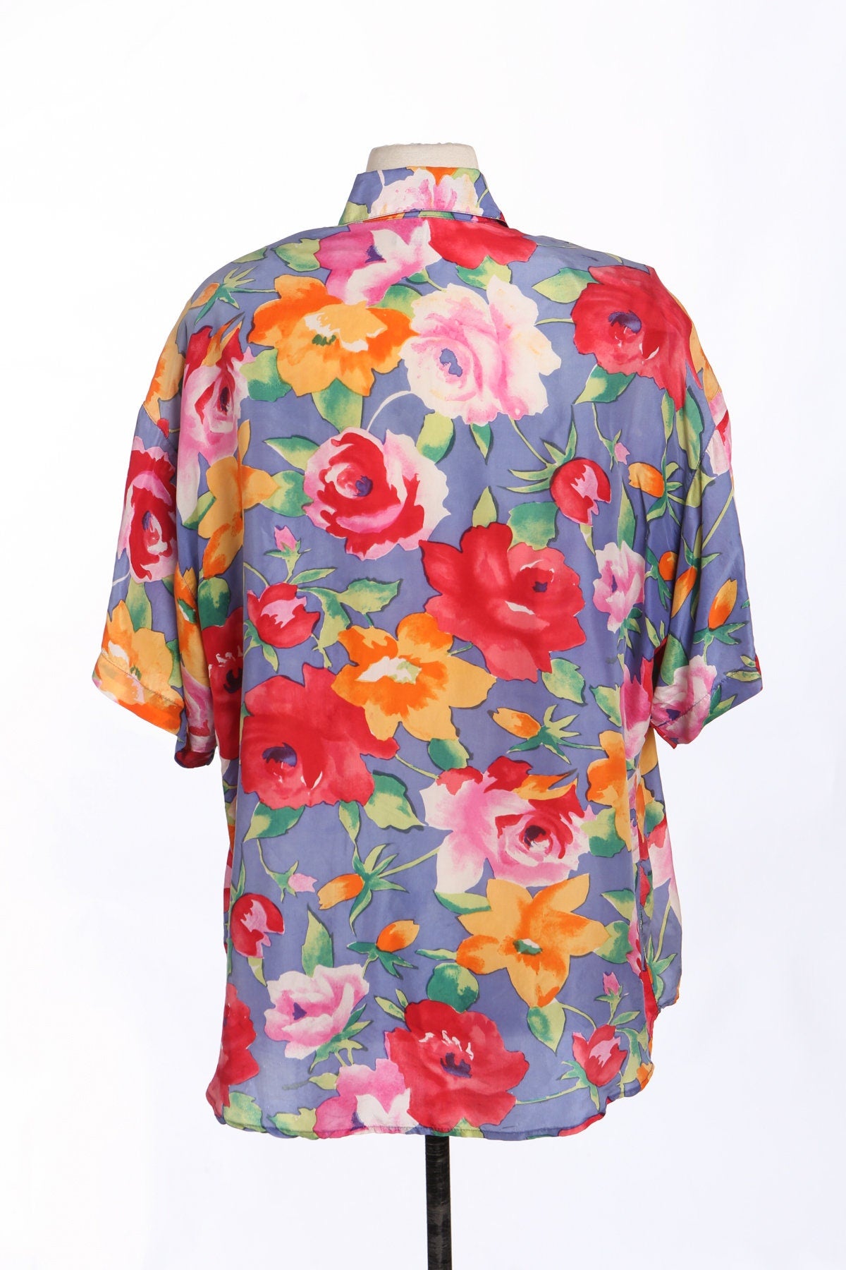 Woman Silk Floral Print Button up Blouse by Express