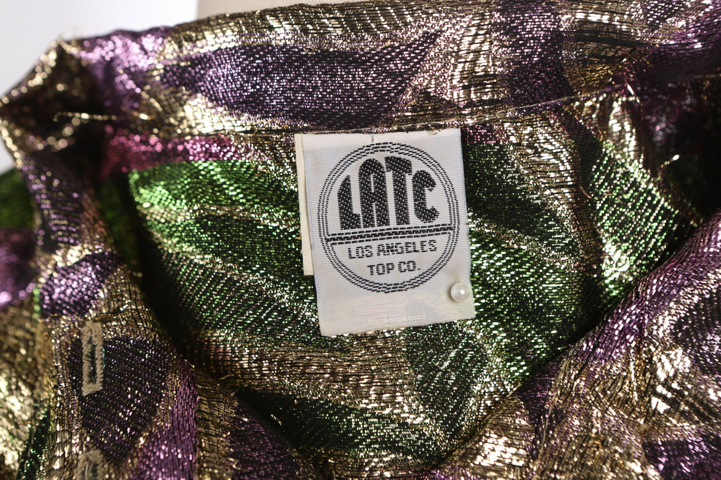 Vintage Metallic Top with Leaves Designs by LATC Los Angeles Top Co. from 70s - 80s