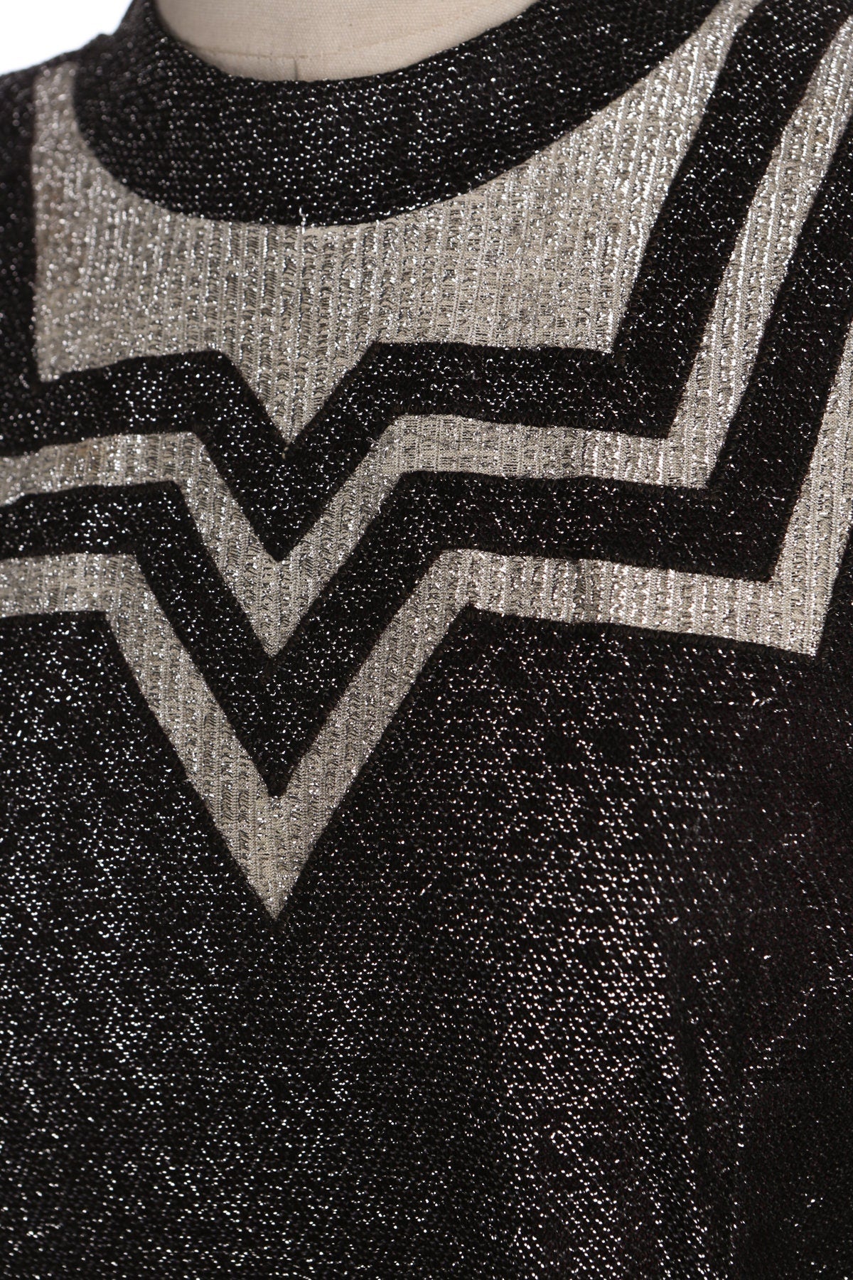 1970s Black Metallic Party Dress