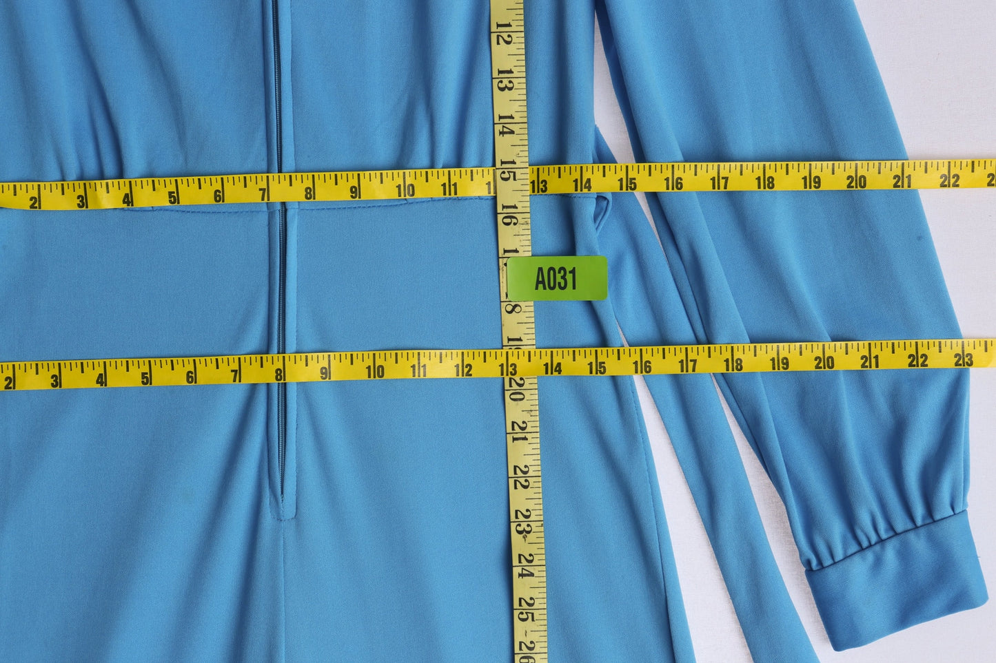 1970s Blue Poly Jumpsuit