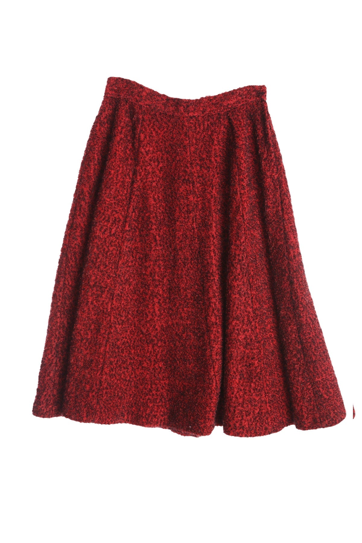 Women Red Circle Skirt with Black Shear Fabric Details - Era 40s - 50s