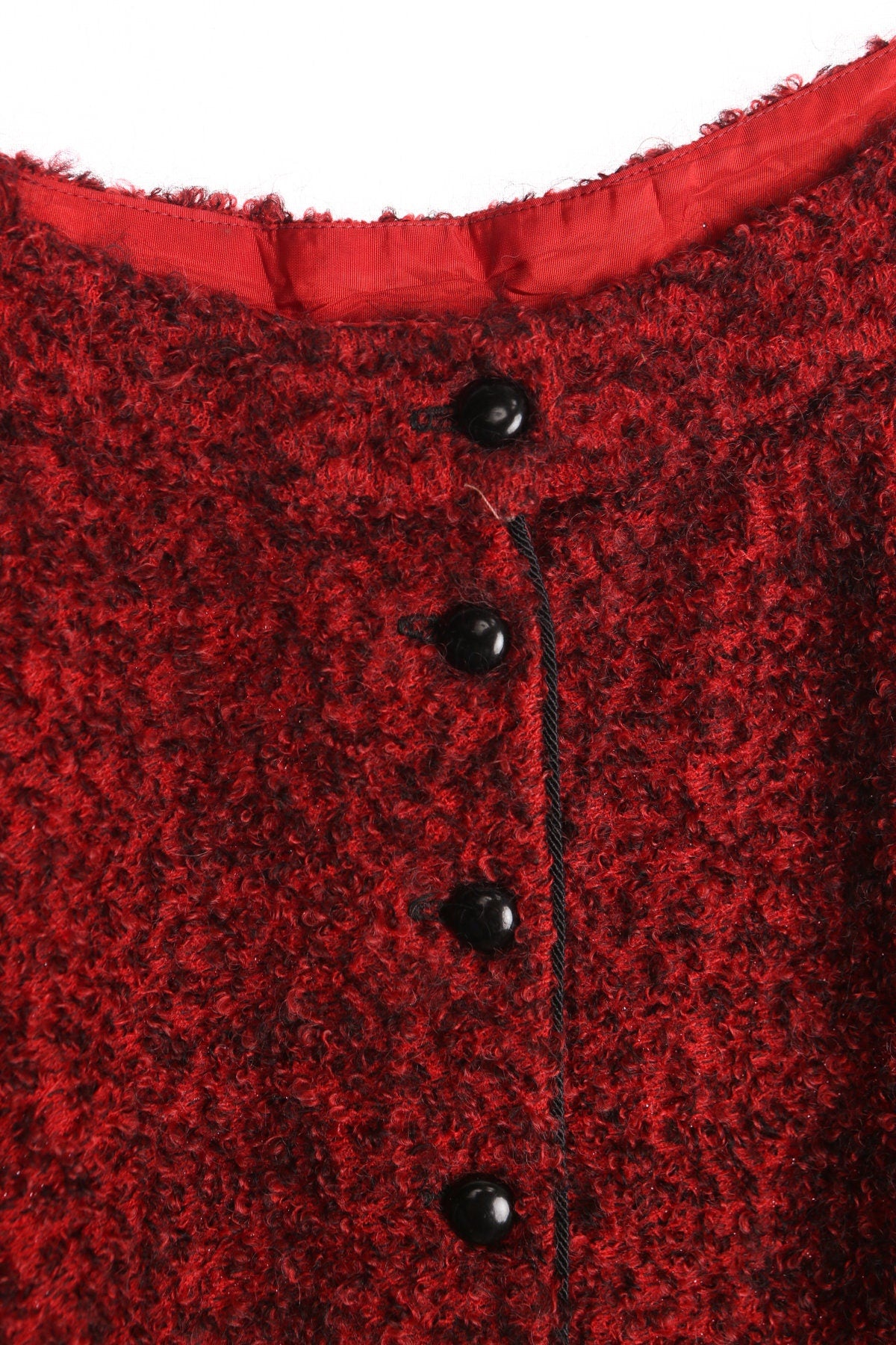 Women Red Circle Skirt with Black Shear Fabric Details - Era 40s - 50s