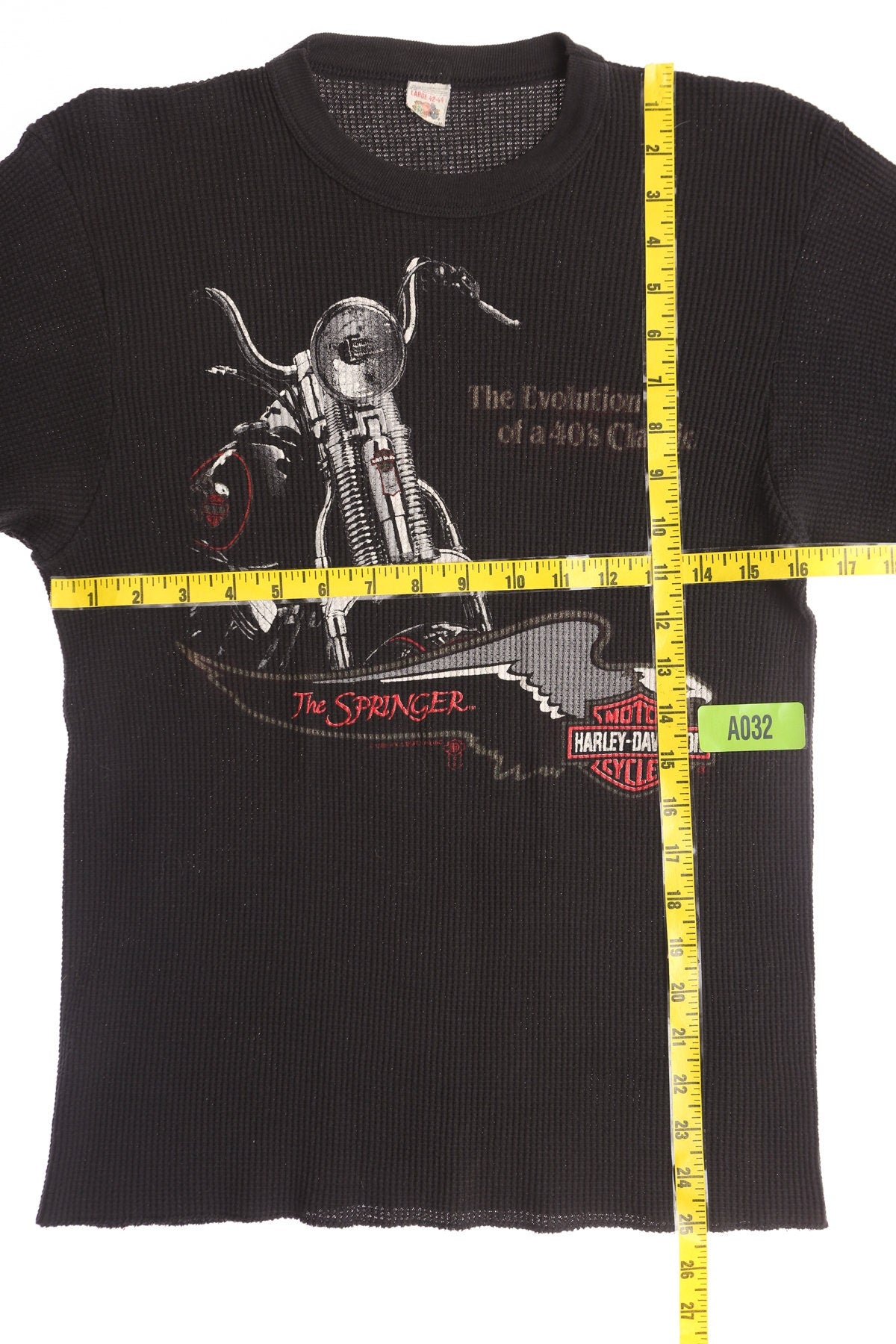 Vintage Black Thermal Shirt - The Springer Harley Davidson Print