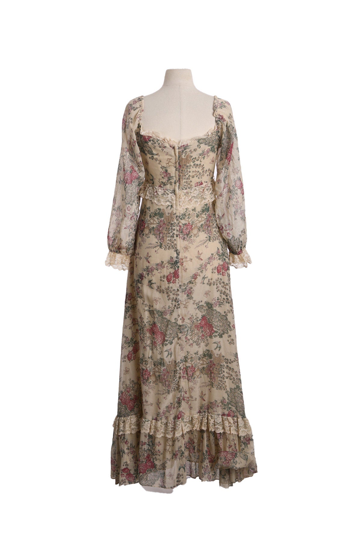 1970s Floral Print Neige Summer Prairie Dress