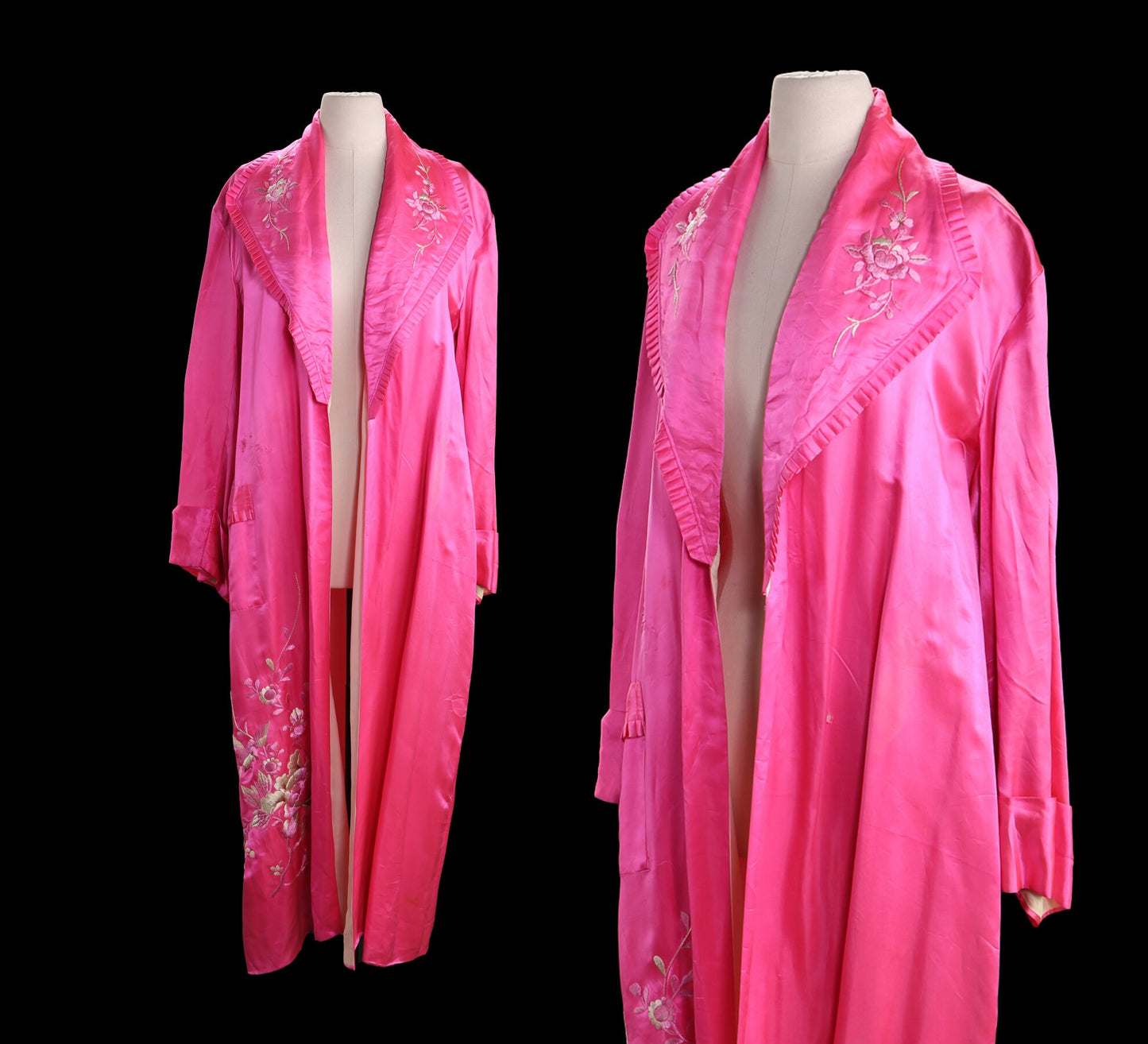 Women Pink Nightgown embroidered Robe - Er a 1940s - 1950s - Made in Japan