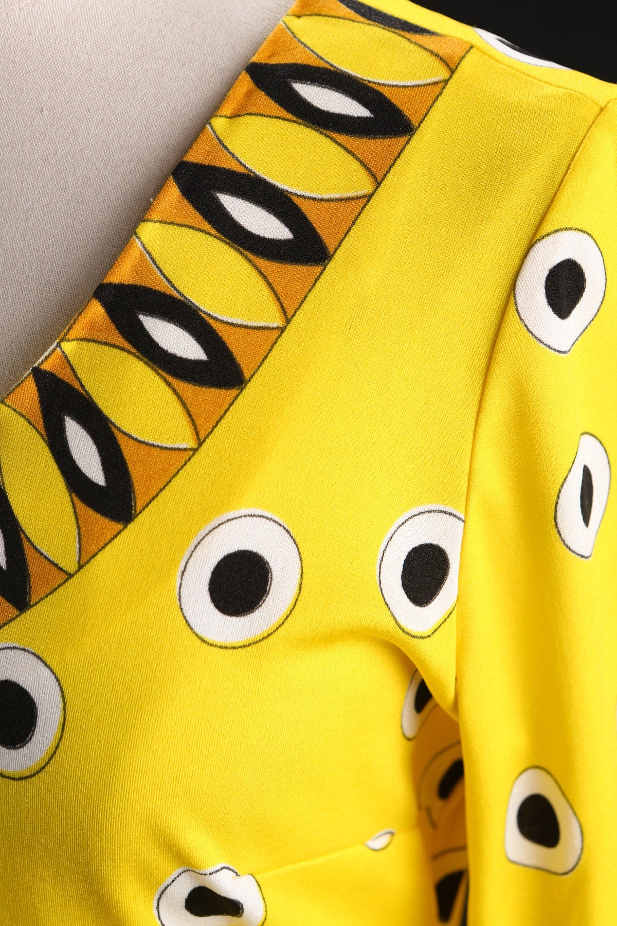 1970s Dress with Yellow Geometric Print Pattern