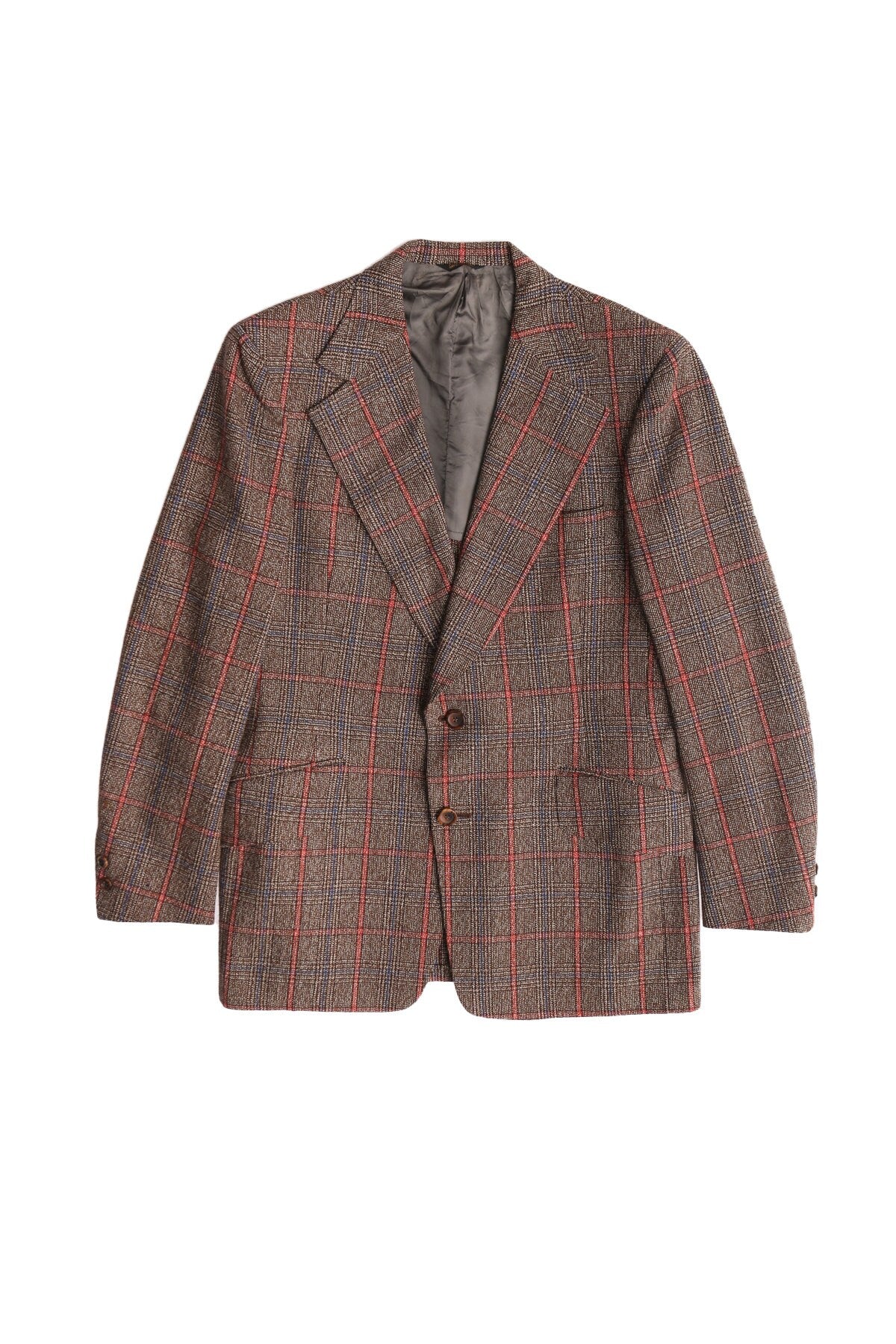 1970s Men Brown Plaid Suit