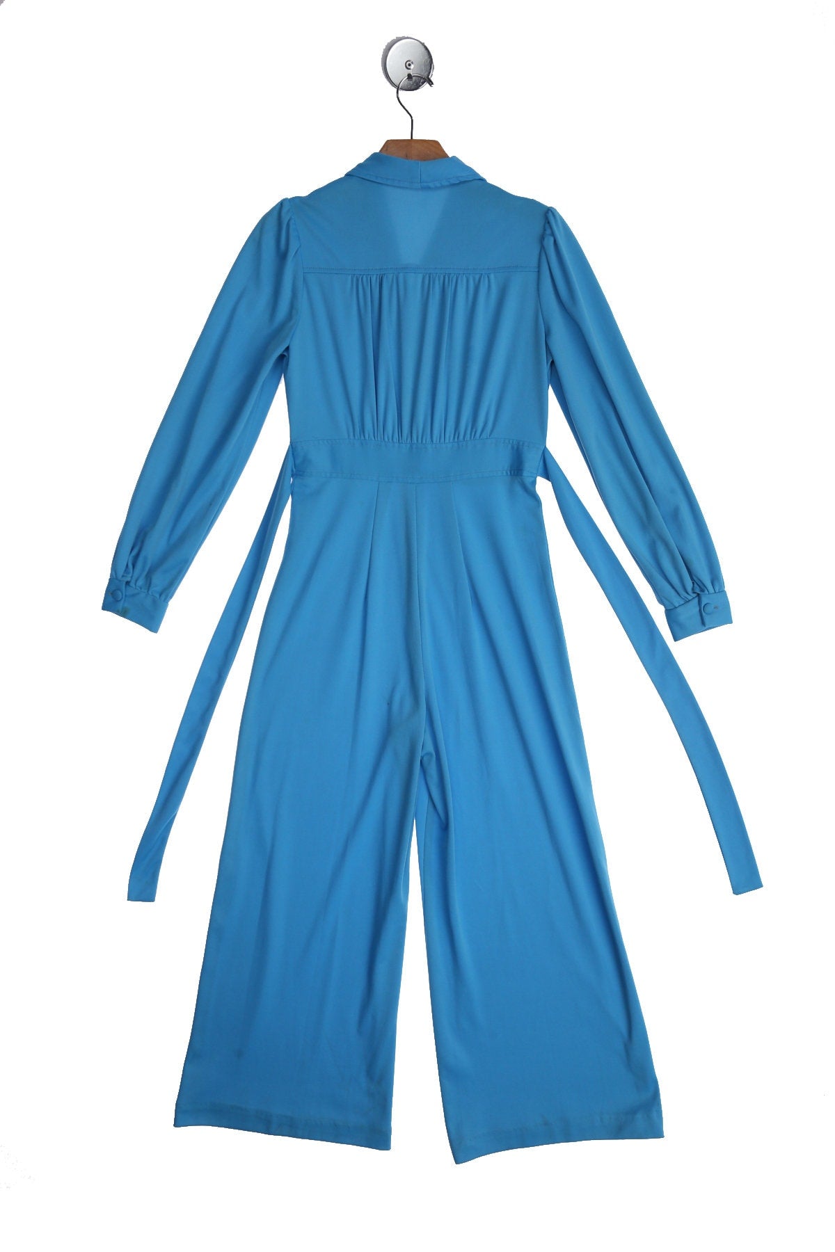 1970s Blue Poly Jumpsuit