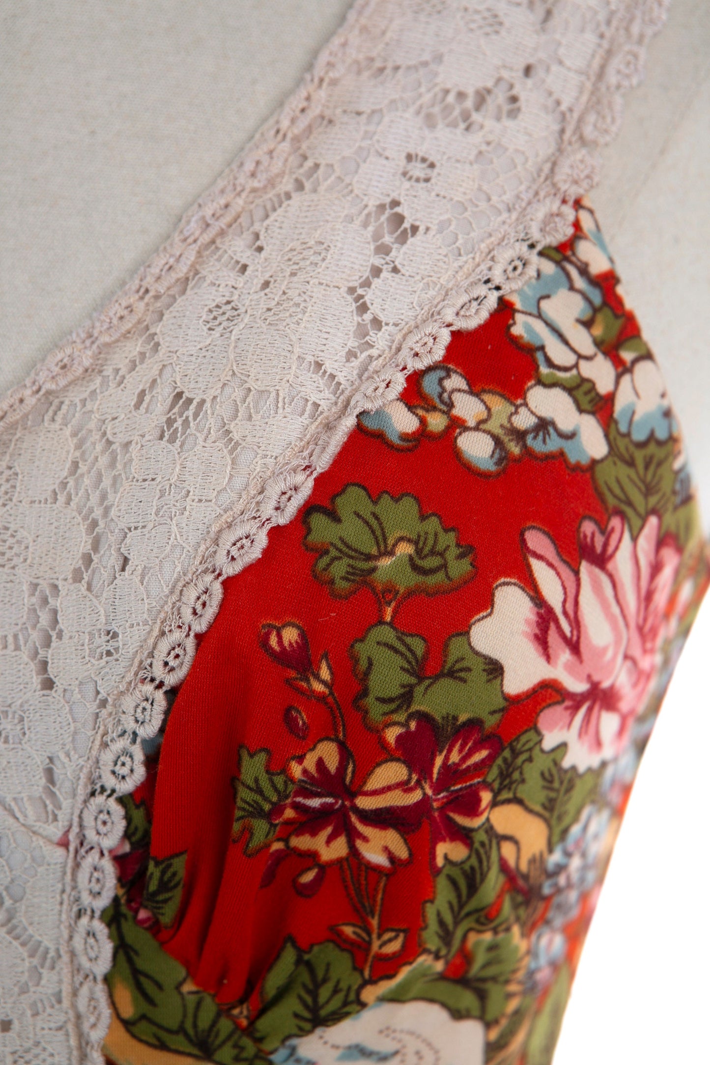 1970s Floral Print Long Poly Summer Dress