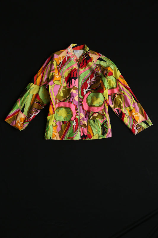 Women vintage 70's jacket colorful zipper hippie boho 60's