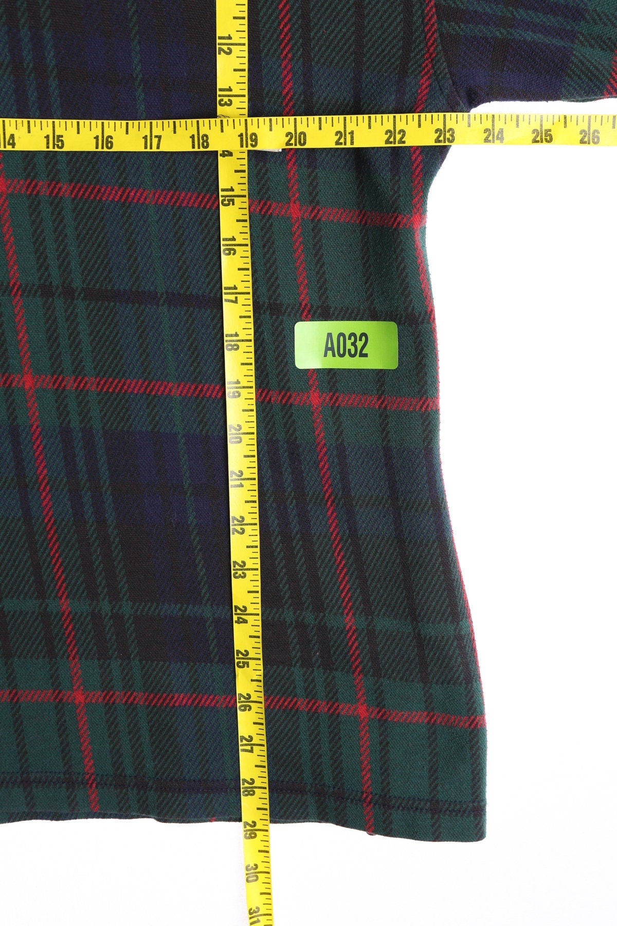 Vintage Mickey Mouse Green Plaid Long Sleeve Polo Shirt